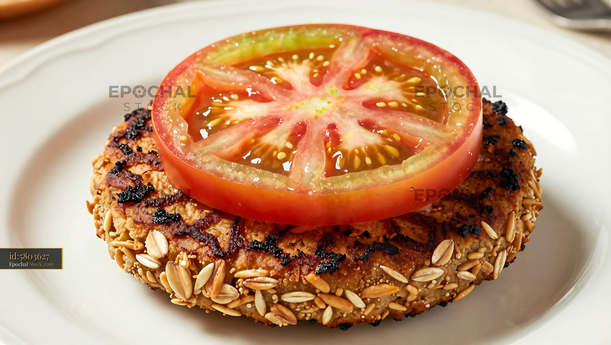 Goetta with Fresh Tomato Slice - stock photo