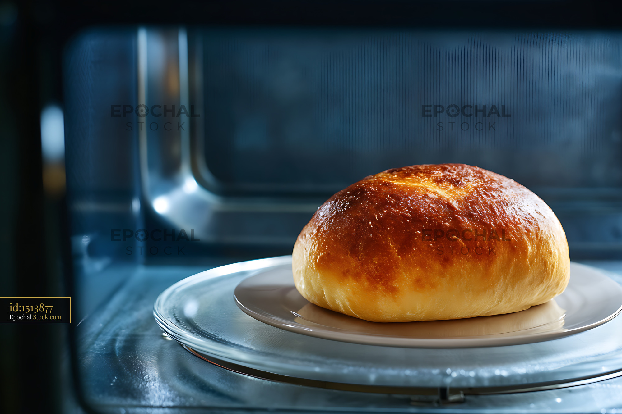 Freshly Baked Golden Bierocks on White Plate in Modern Kitchen - stock photo