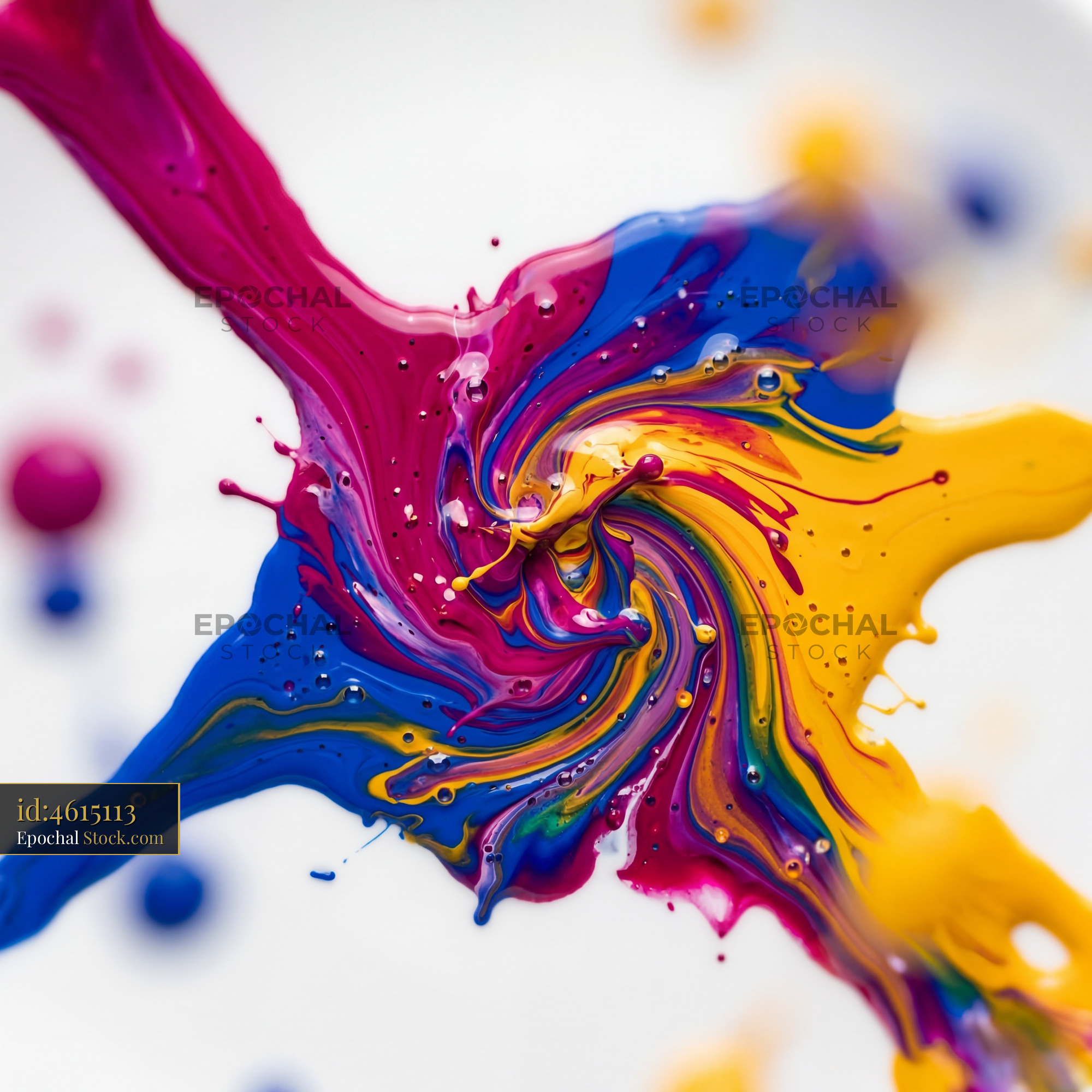 Bright colors mix on a white surface in an artistic display Premium Stock Photo
