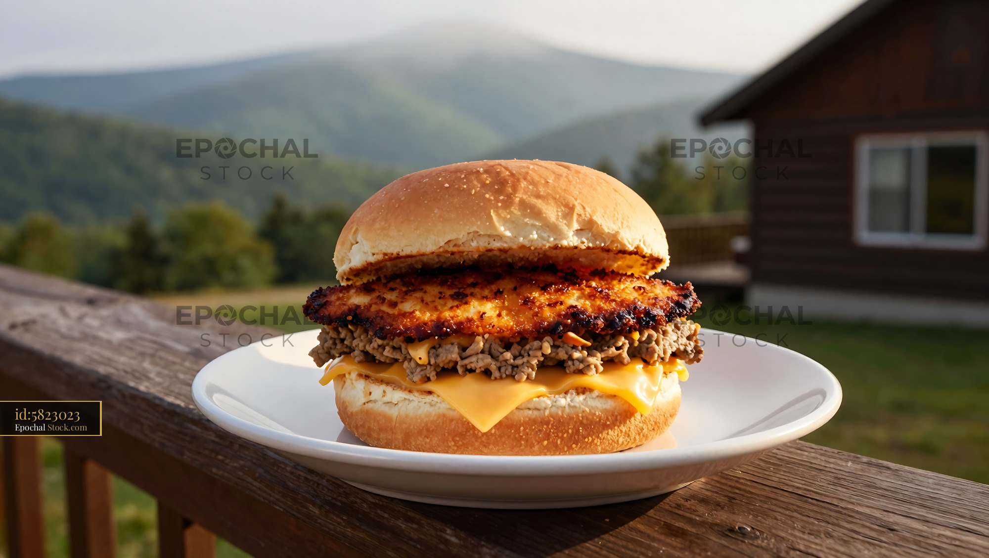 Crispy Livermush Sandwich, Mountain Cabin - stock photo