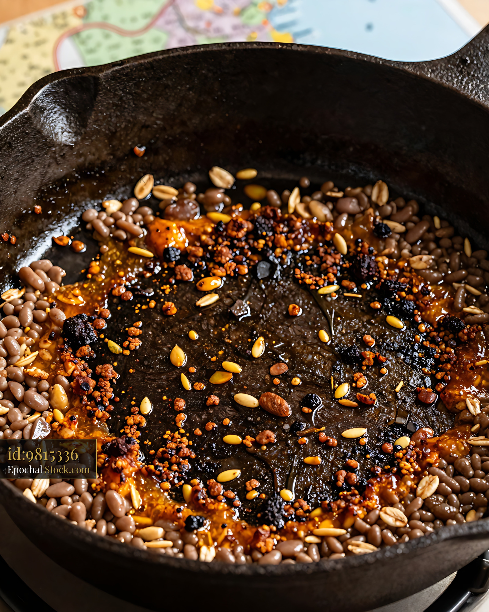 Goetta Sizzling in Cast Iron Skillet - stock photo