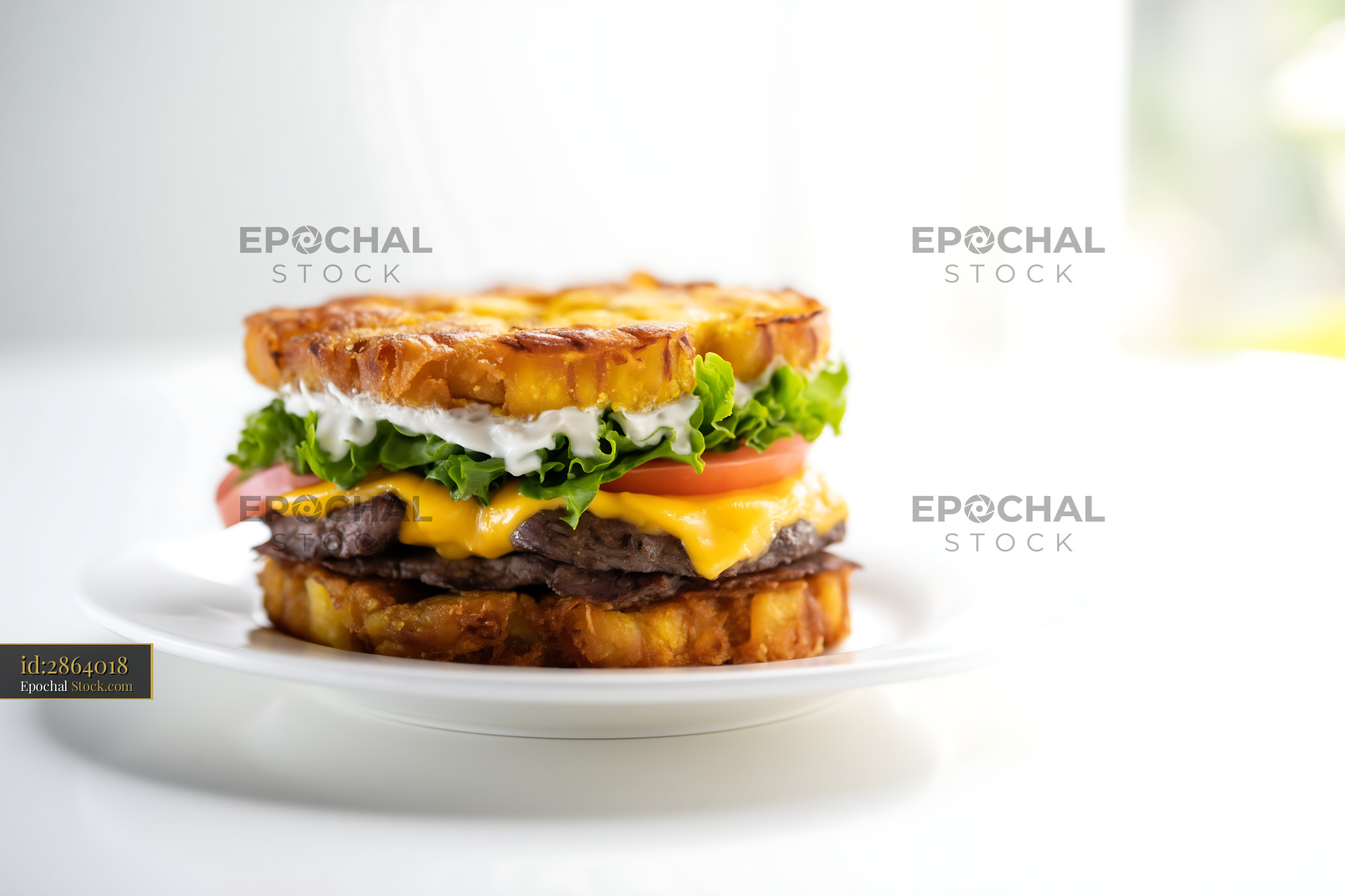 Crispy Jibarito Burger Plantain Bun - stock photo