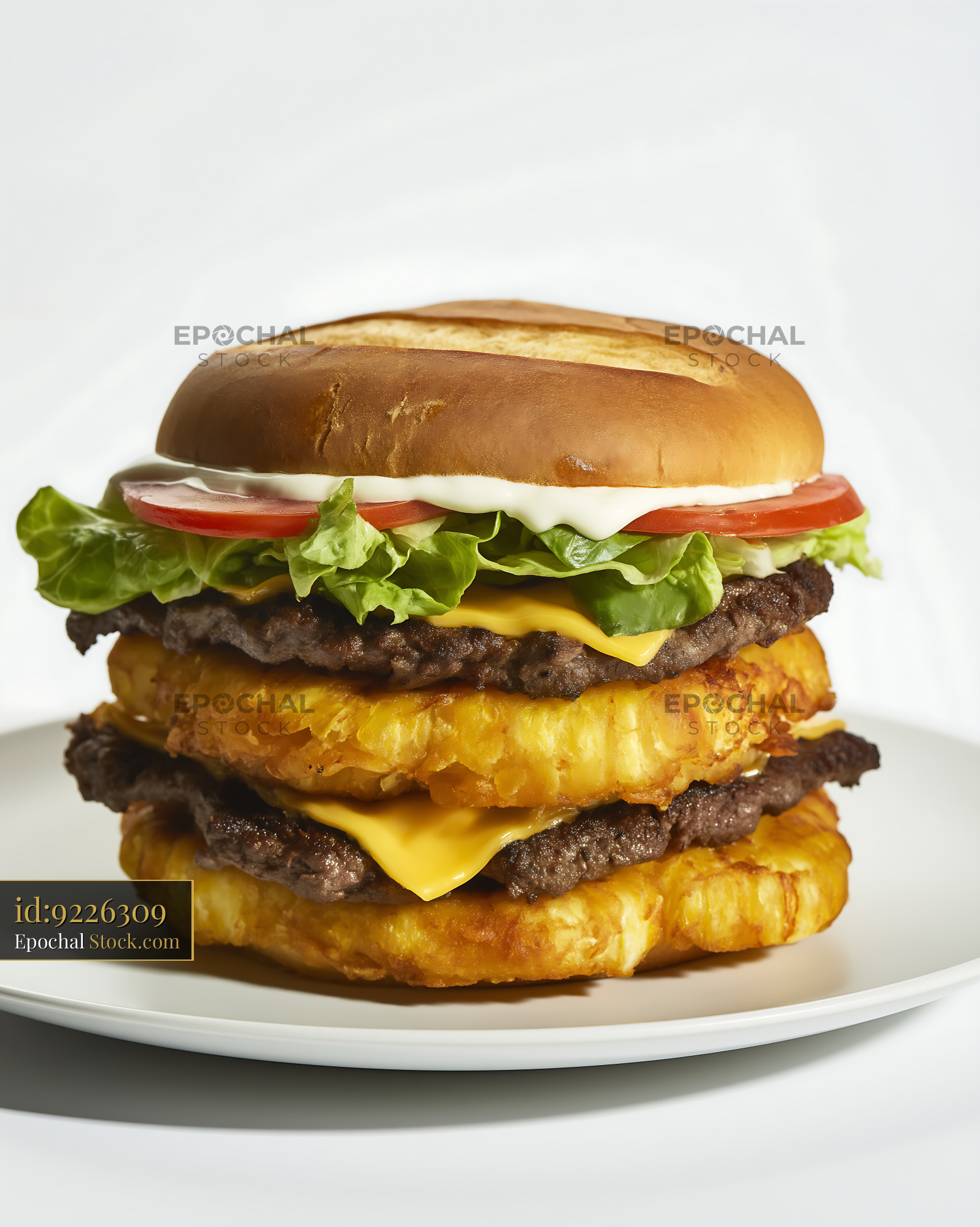 Jibarito Burger with Double Beef Patties and Fried Plantain Buns - stock photo