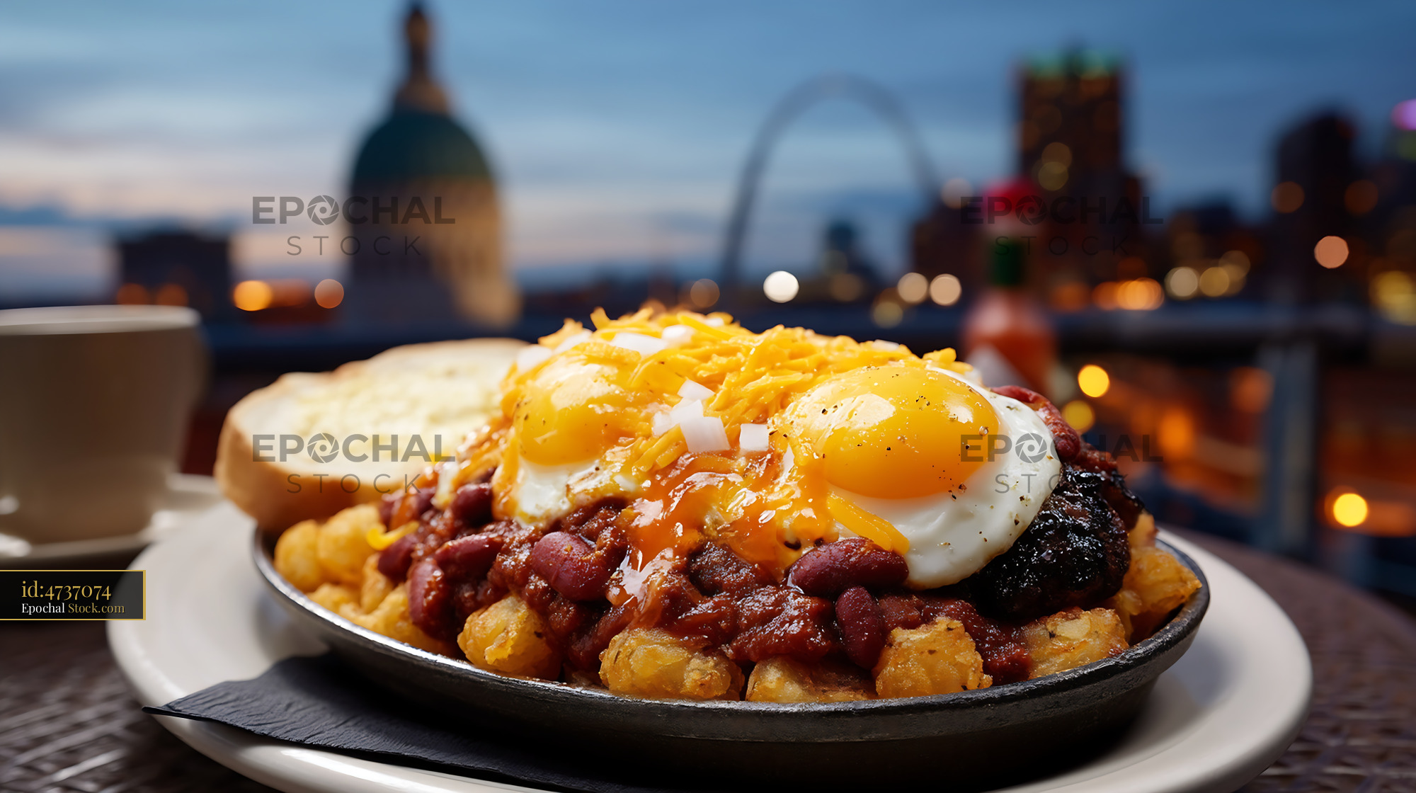 St. Louis Slinger Breakfast London Skyline - stock photo