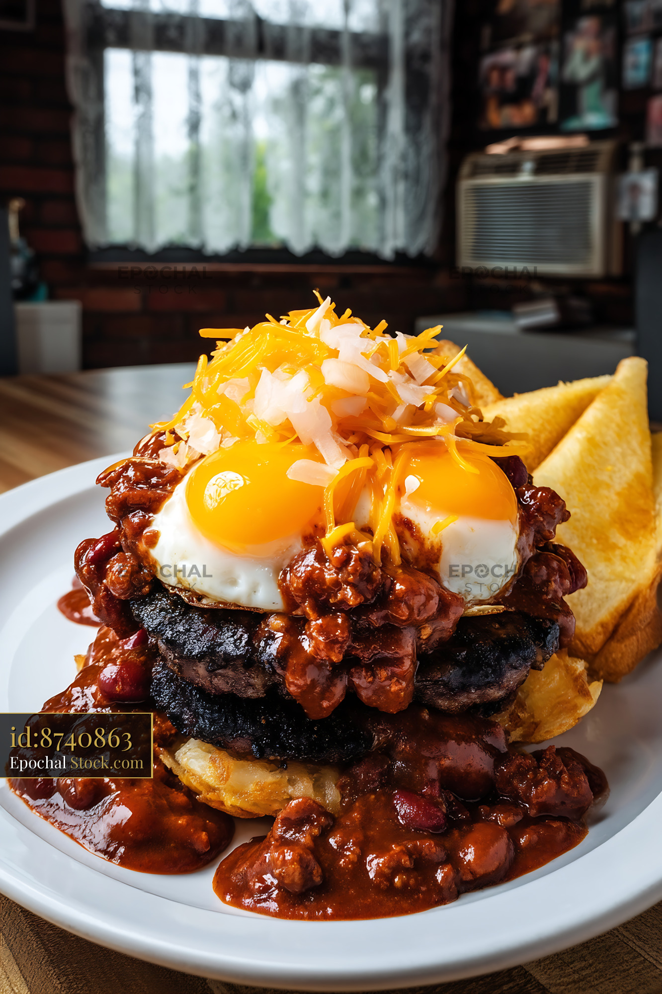 St. Louis Slinger with Fried Eggs & Cheese - stock photo
