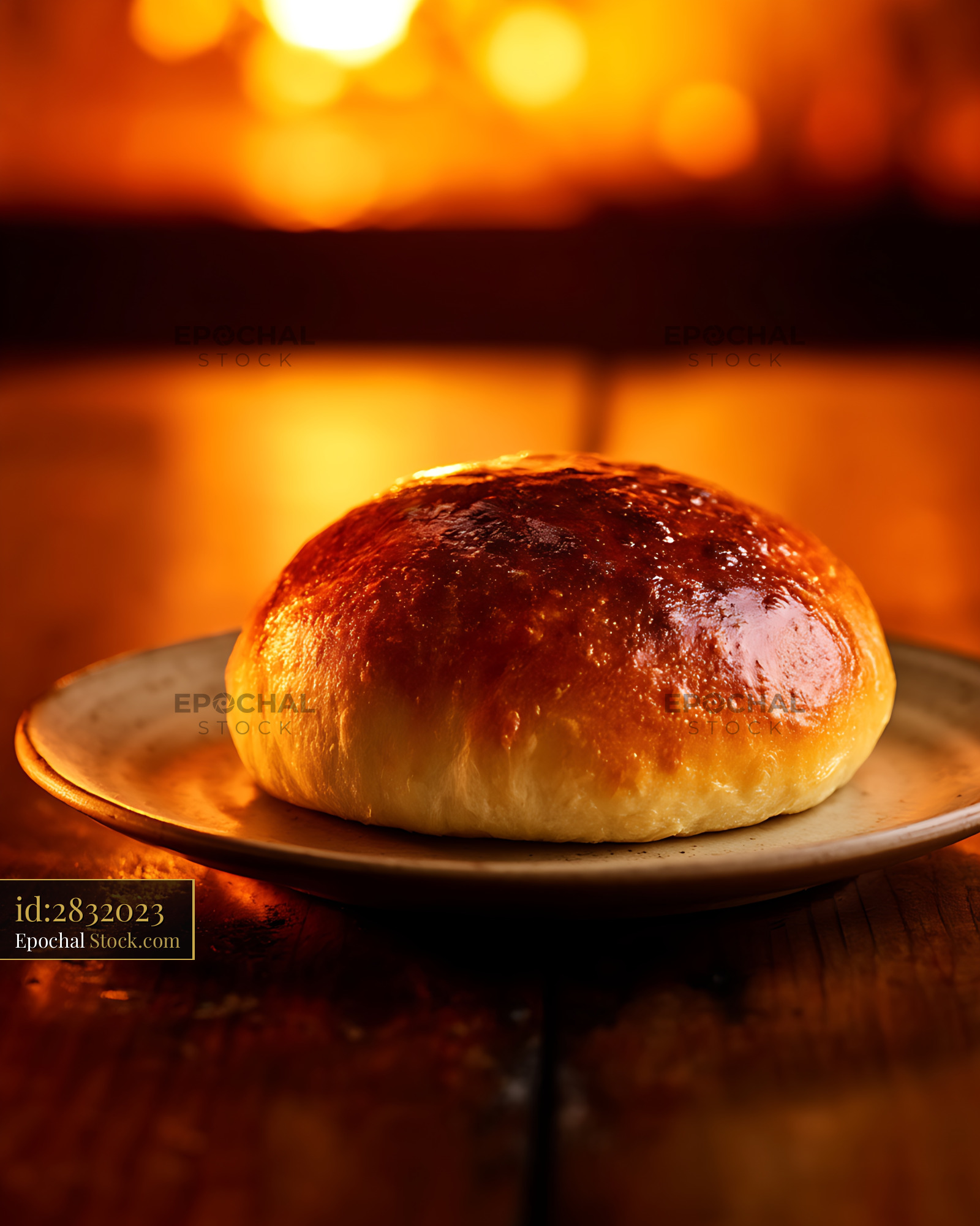 Bierocks Freshly Baked with Golden Crust on Rustic Plate in Warm Light - stock photo