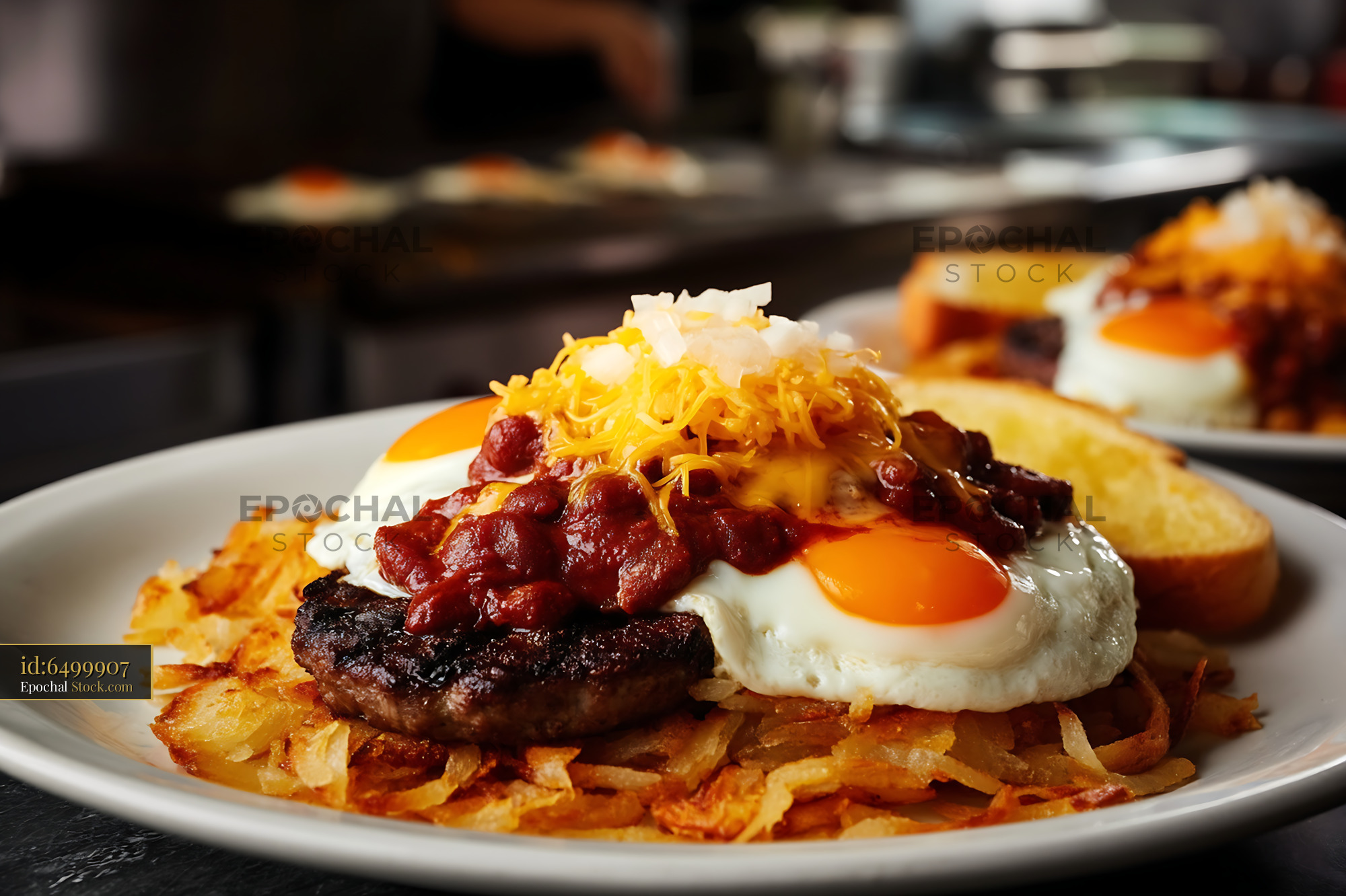 Gourmet St. Louis Slinger Breakfast with Fried Egg - stock photo