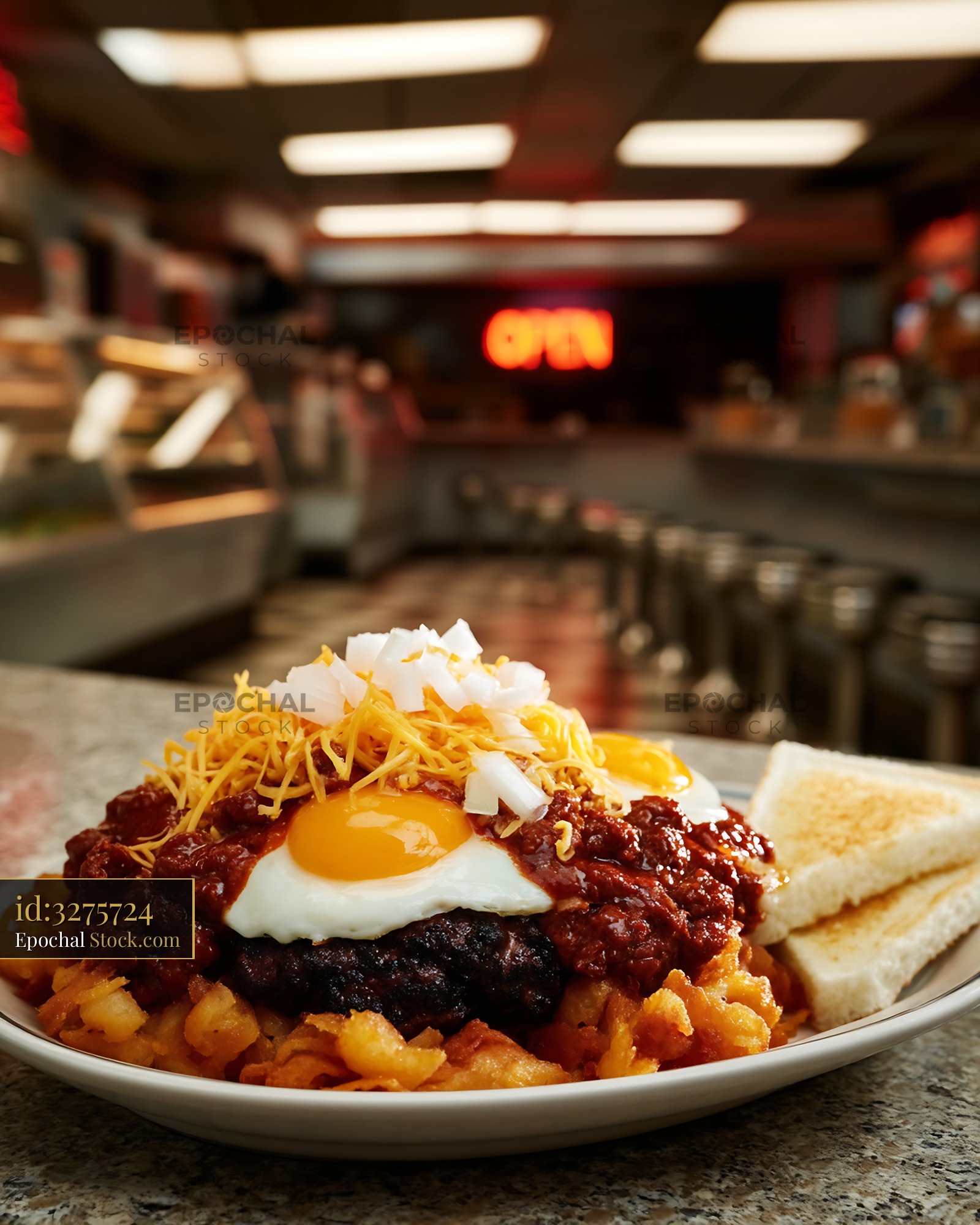 St. Louis Slinger Breakfast at Retro Diner - stock photo