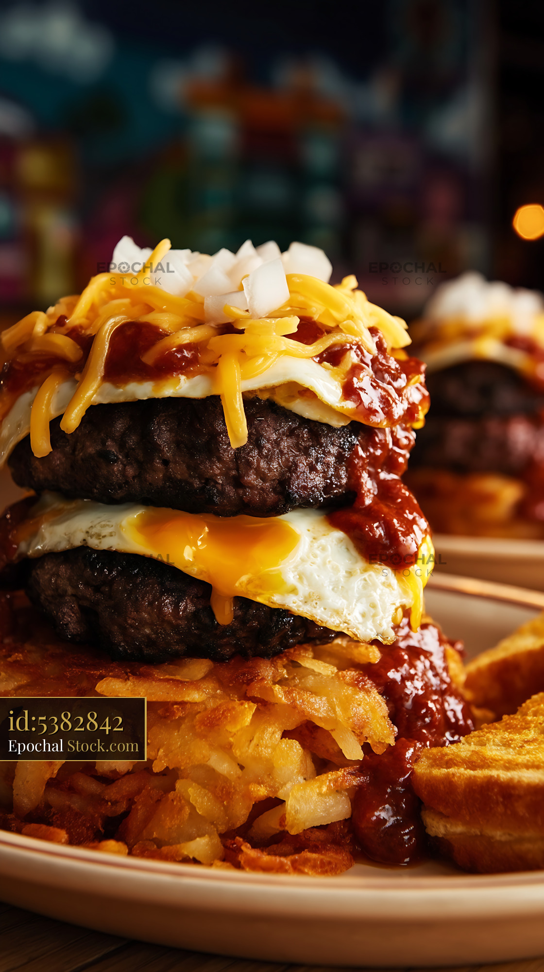St. Louis Slinger: Double Patty Burger with Fries - stock photo