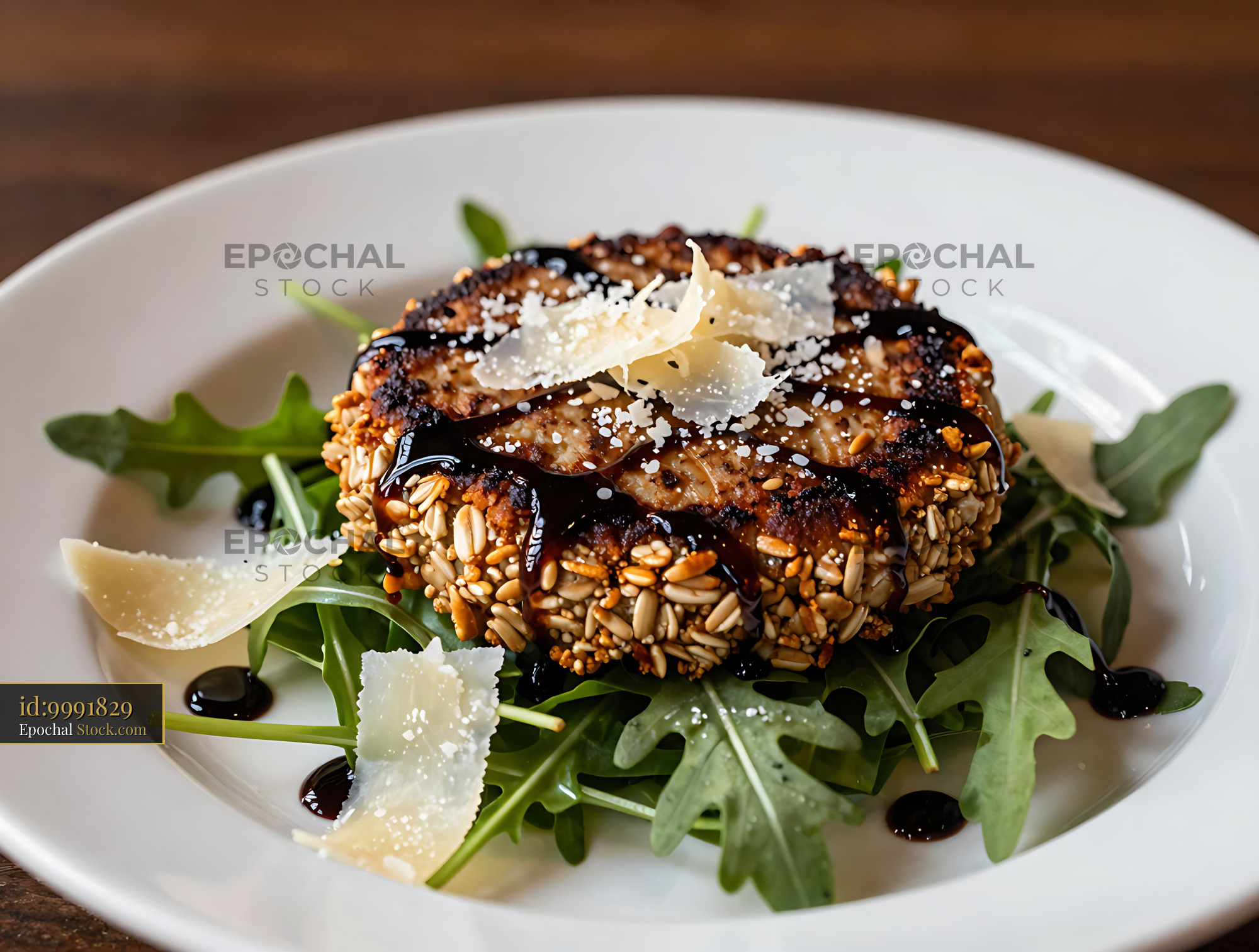 Pan-Seared Goetta with Crispy Seed Coating - stock photo