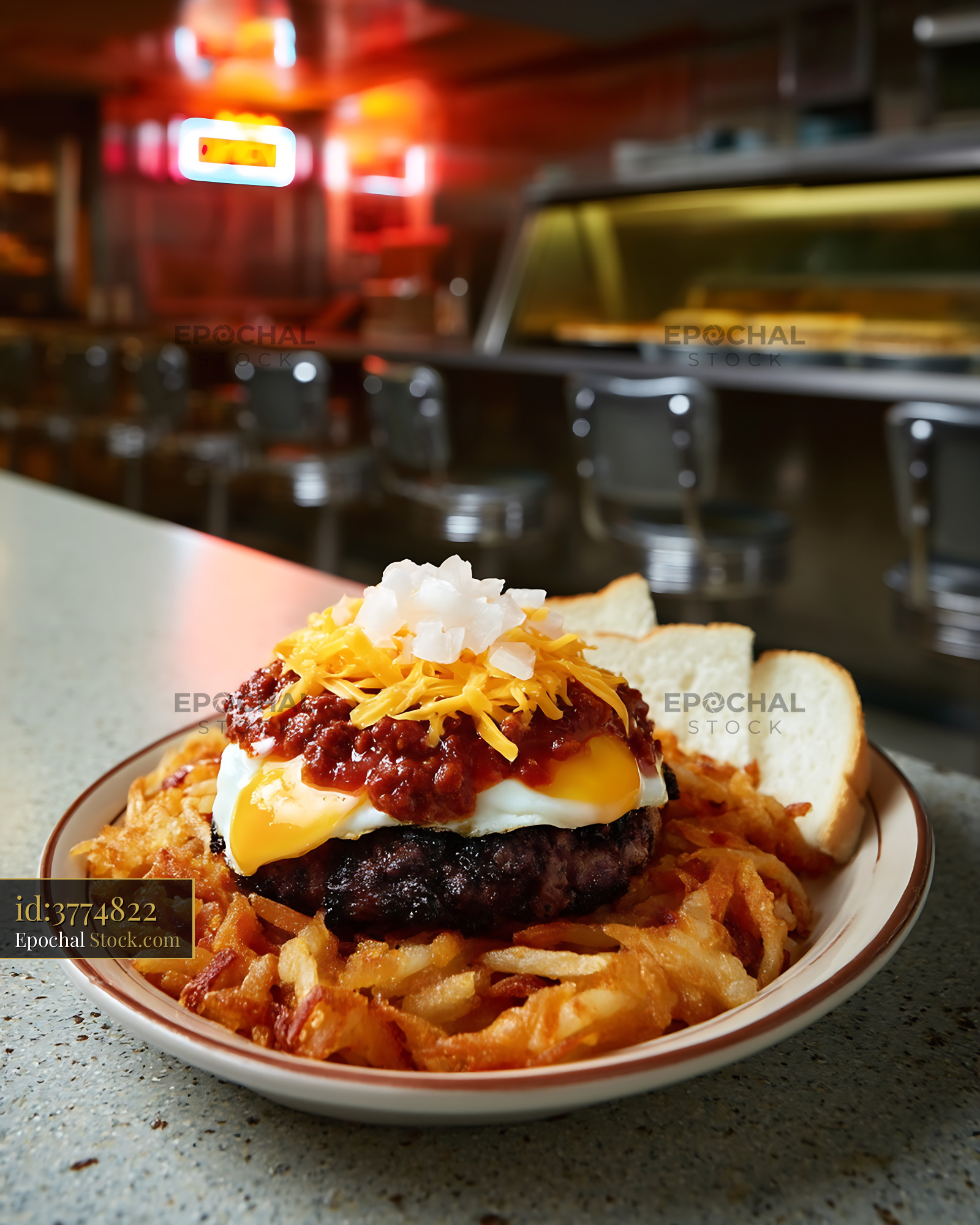 St. Louis Slinger Diner Burger with Fried Egg - stock photo