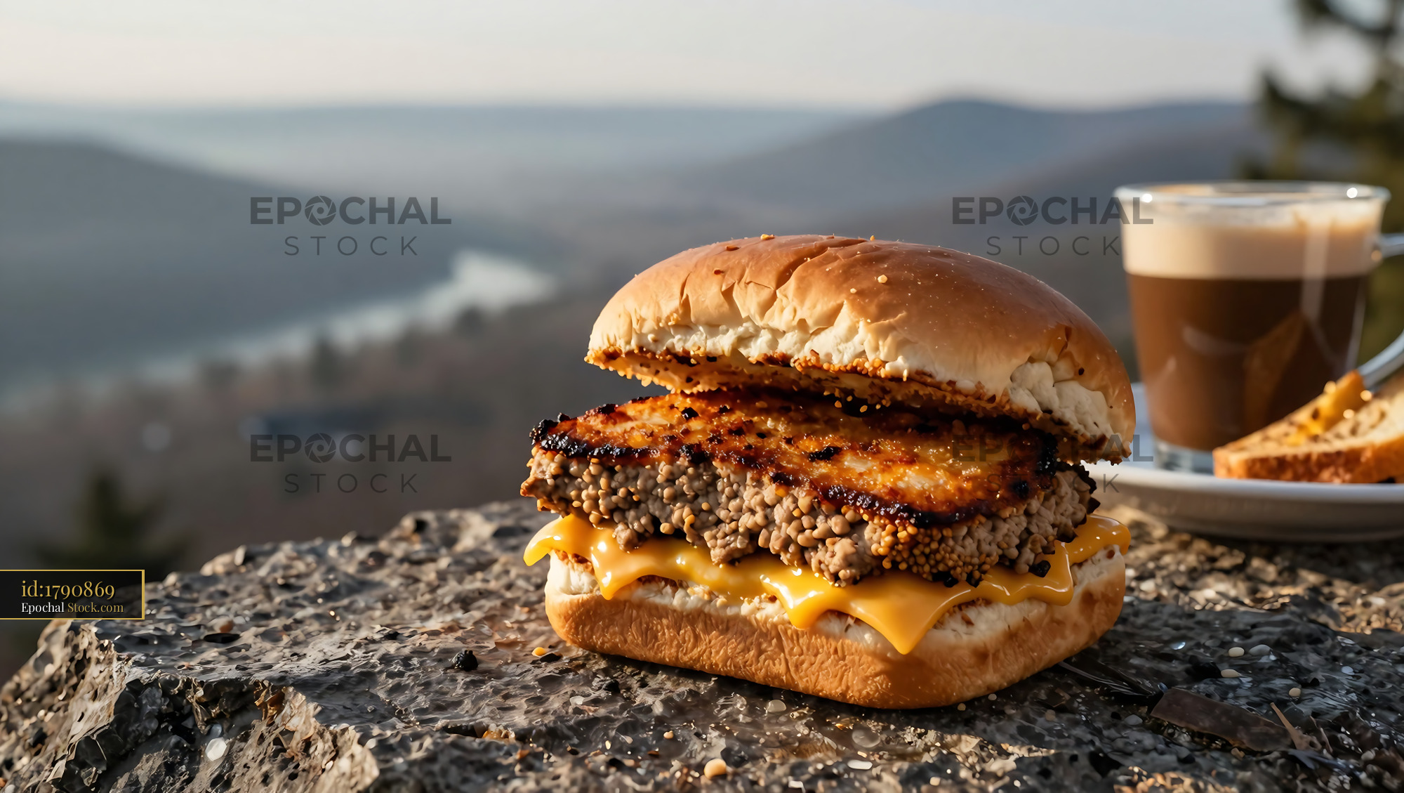 Livermush Sandwich Mountain Overlook - stock photo