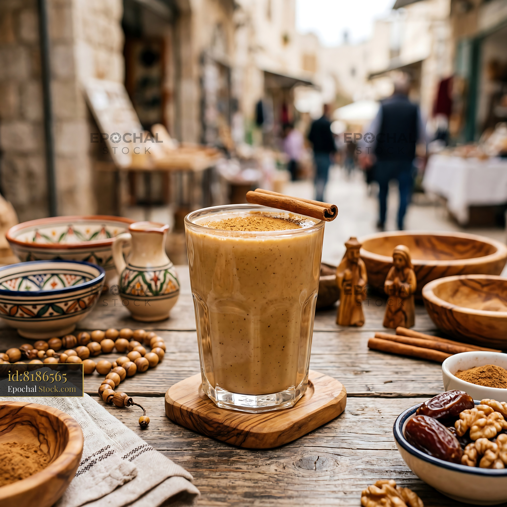Tahini Date Shake in Historic Medina Market - stock photo