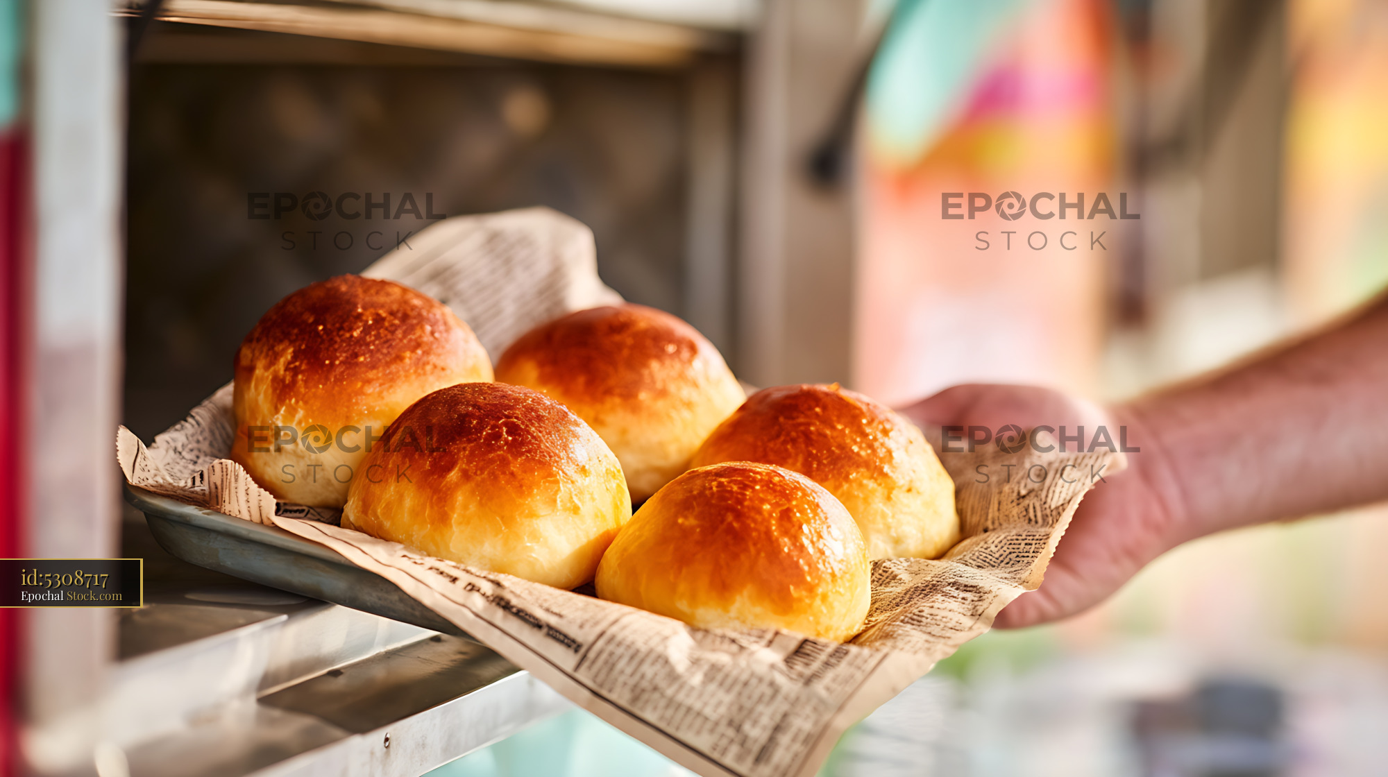Bierocks Fresh from Oven in Baker's Hands, Golden Homemade Pastries - stock photo