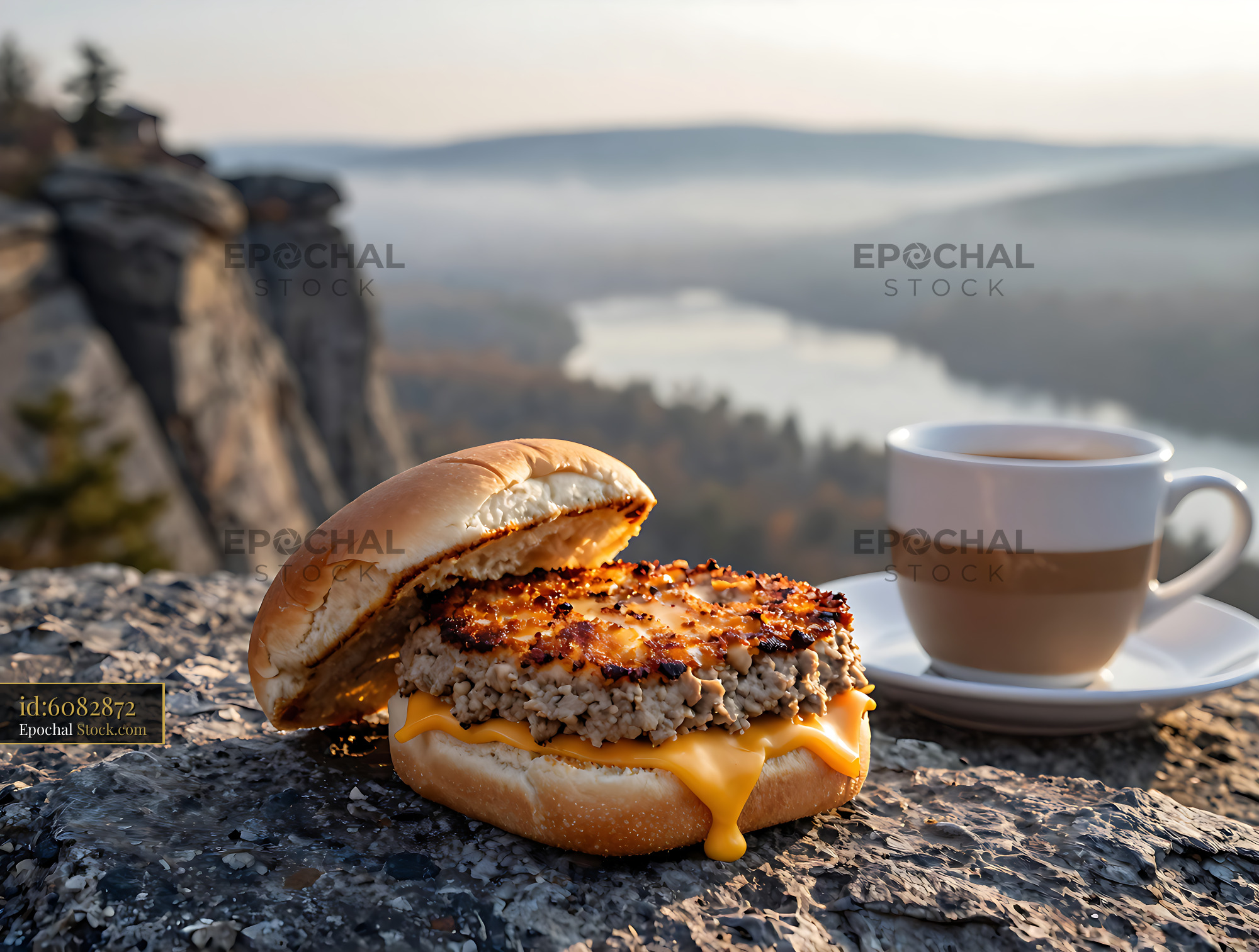 Livermush Sandwich Mountain Cliff Scenic View - stock photo