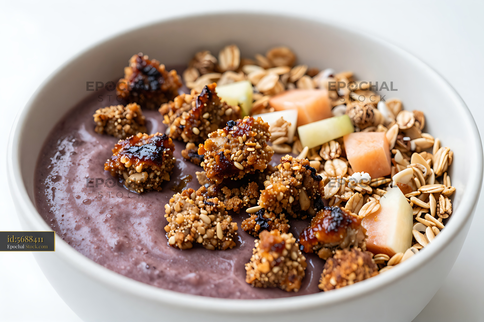 Goetta Breakfast Bowl with Granola and Fruit - stock photo