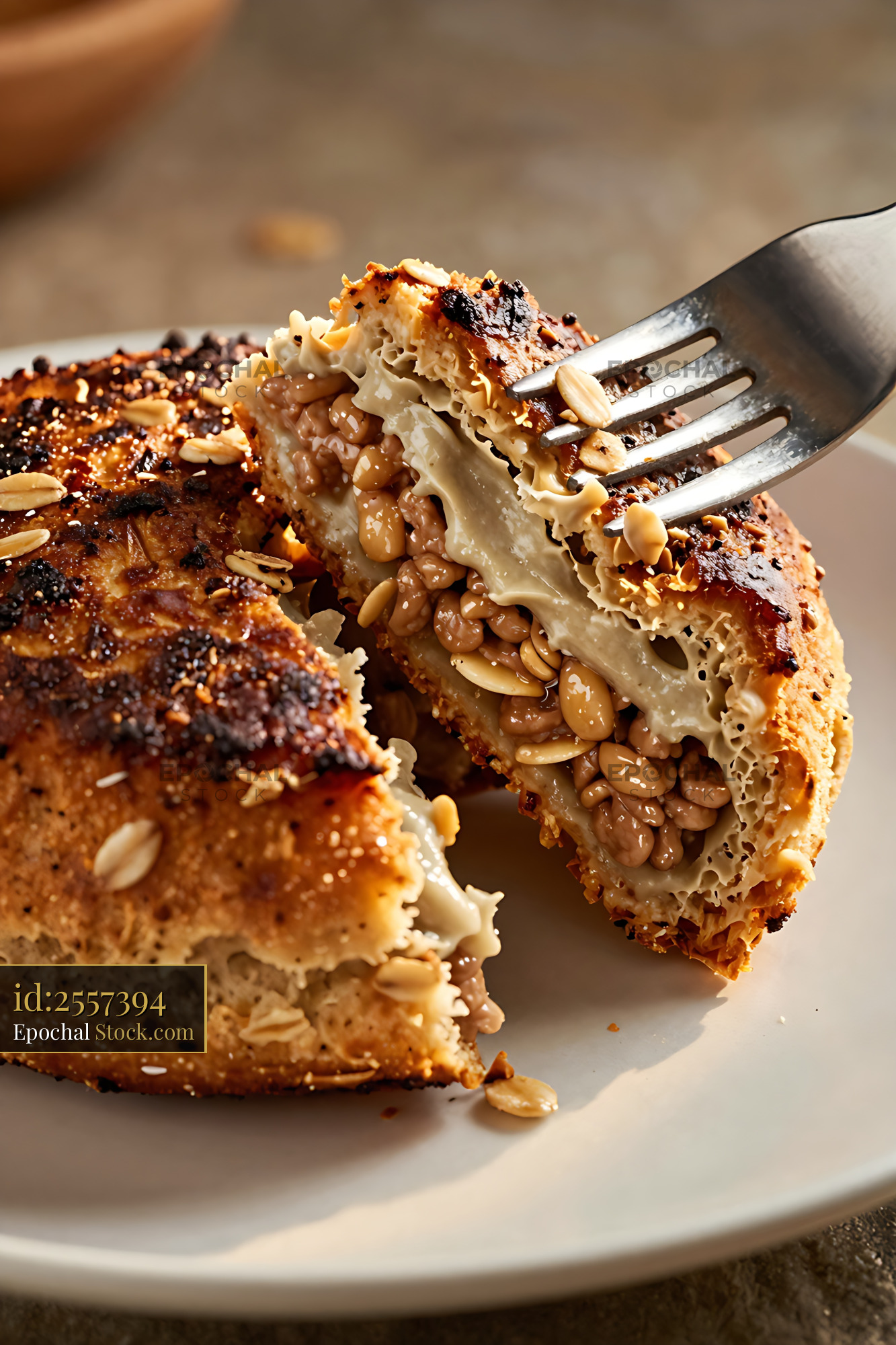 Goetta Cake Slice with Peanut Filling - stock photo