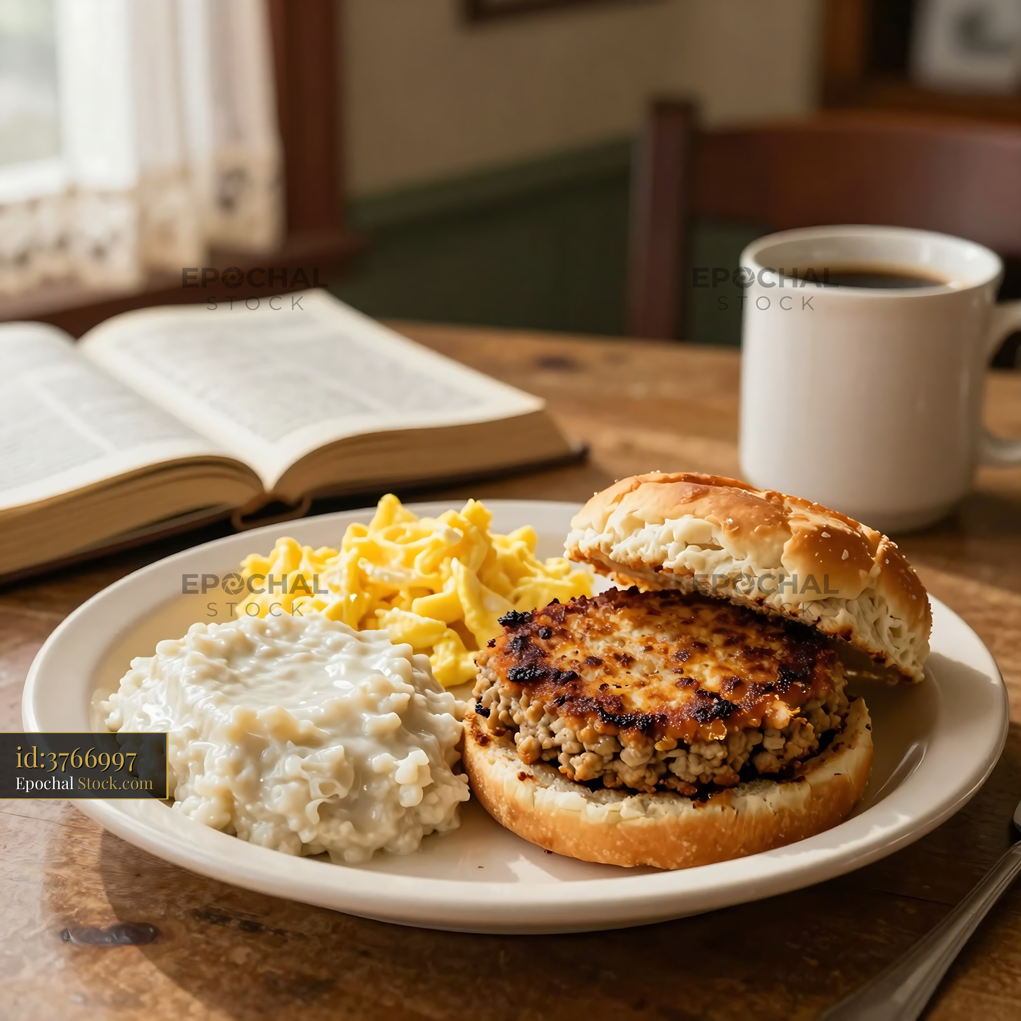 Livermush Sandwich with Mashed Potatoes - stock photo