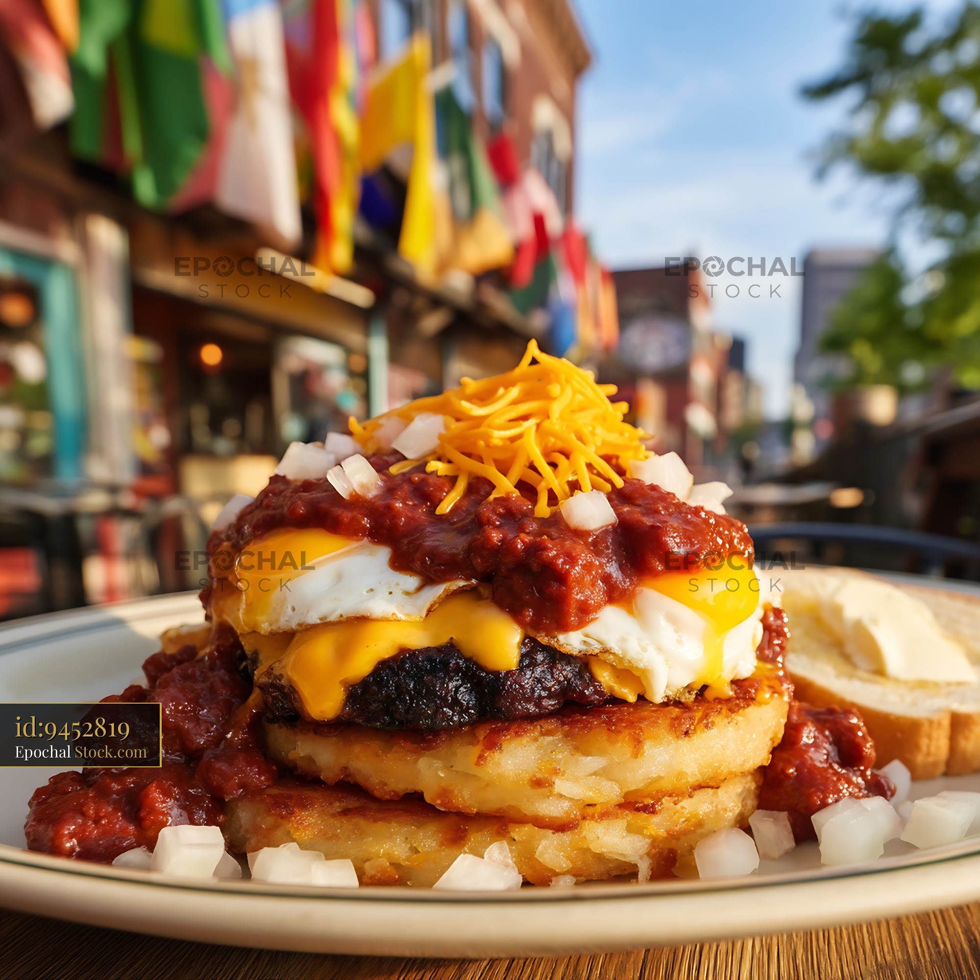 Decadent St. Louis Slinger with Fried Egg - stock photo