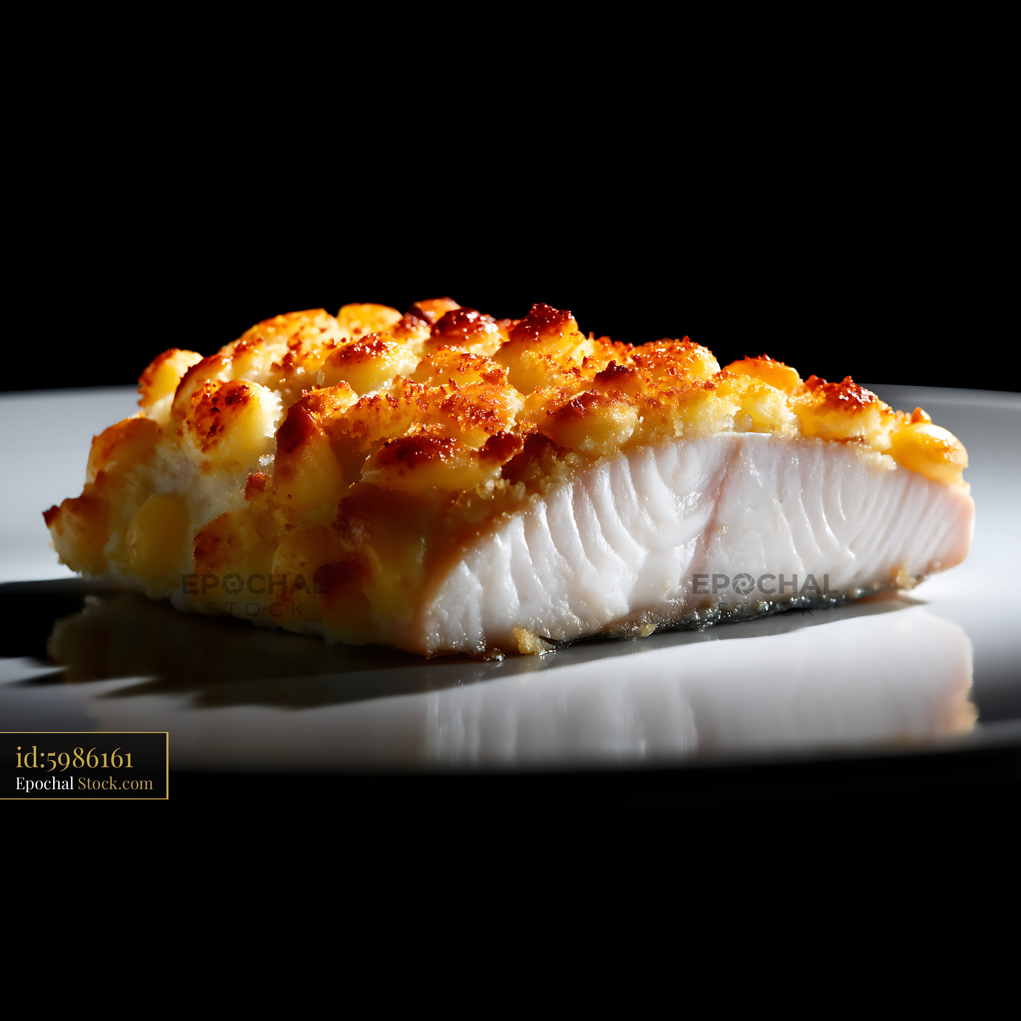 Macadamia Crusted Fish Fillet Gourmet Plated - stock photo
