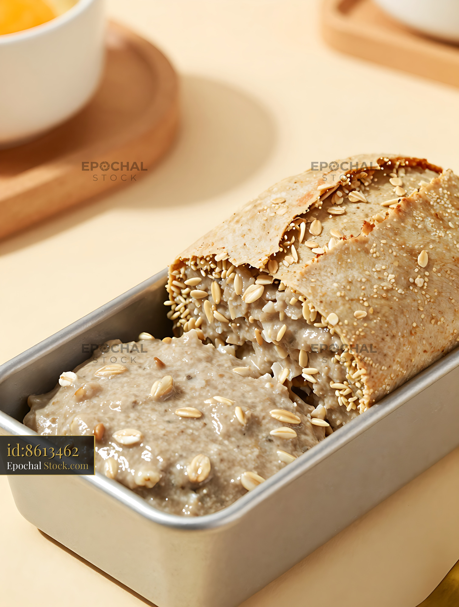 Freshly Baked Goetta Cincinnati Sausage Loaf with Oats and Sesame Seeds - stock photo