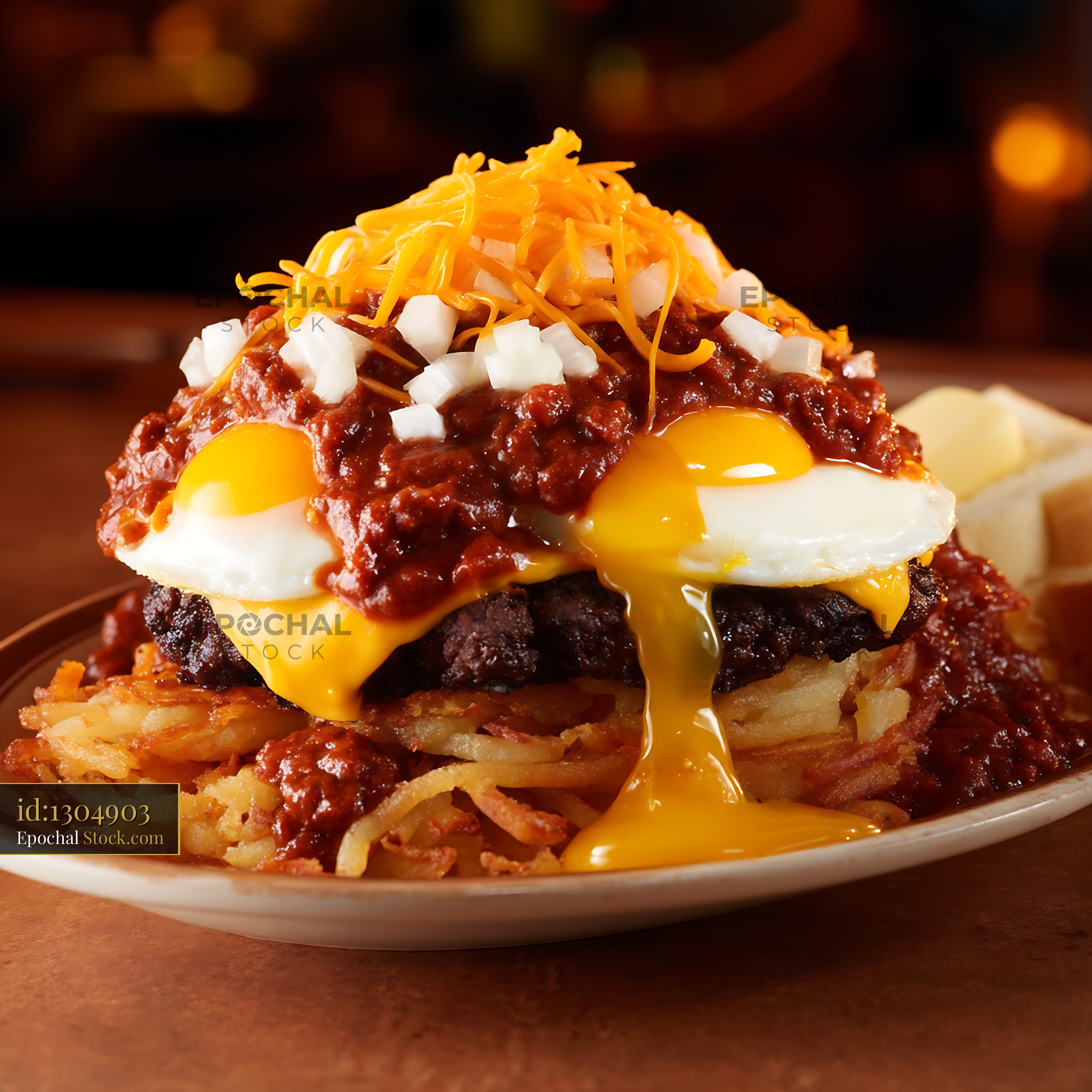 St. Louis Slinger with Runny Eggs - stock photo