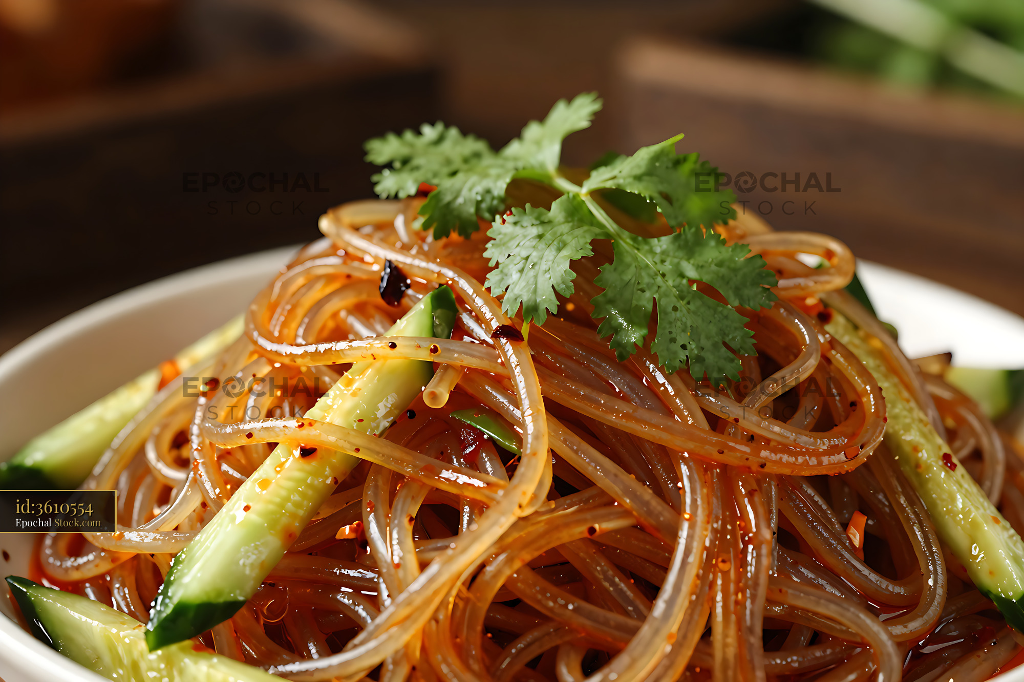 Sichuan Glass Noodle Salad with Cilantro - stock photo