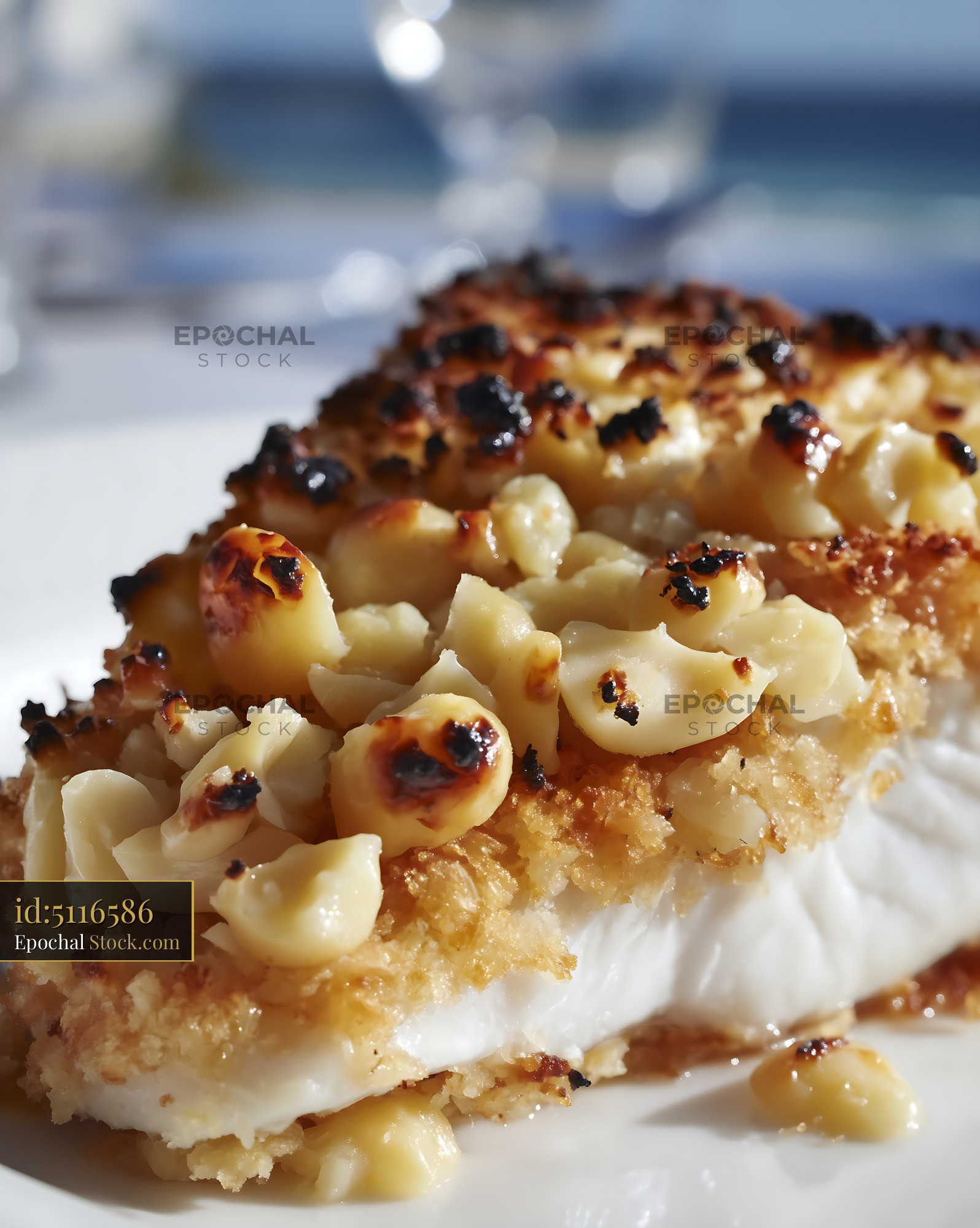 Macadamia Crusted Fish Fillet with Toasted Nuts - stock photo