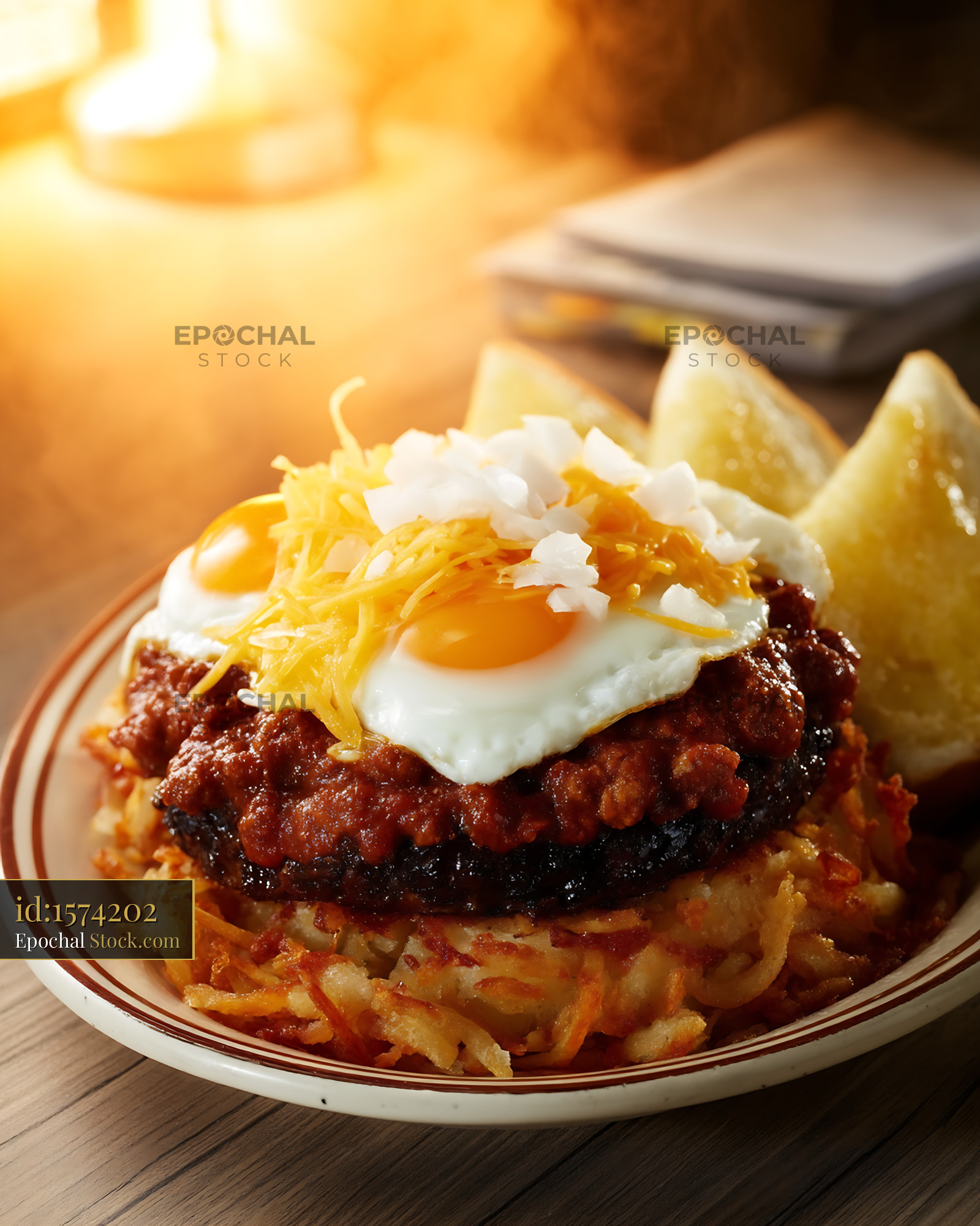 St. Louis Slinger Topped with Egg and Cheese - stock photo
