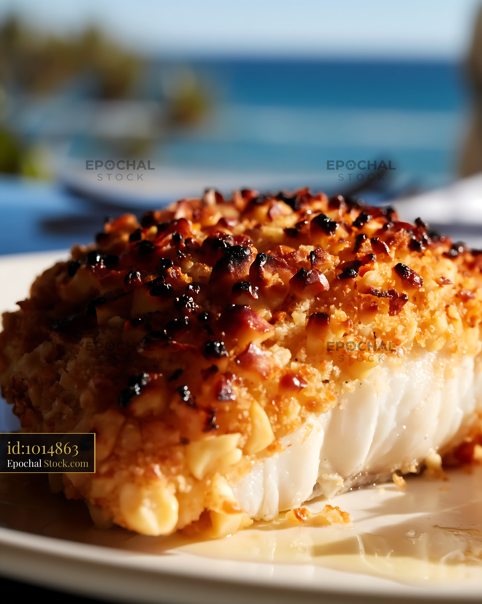 Macadamia Crusted Fish Filet Fine Dining - stock photo