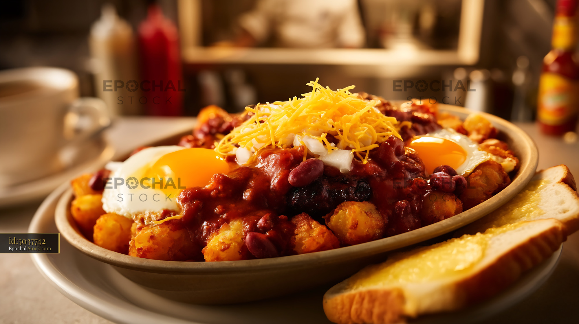 St. Louis Slinger with Eggs and Hash Browns - stock photo