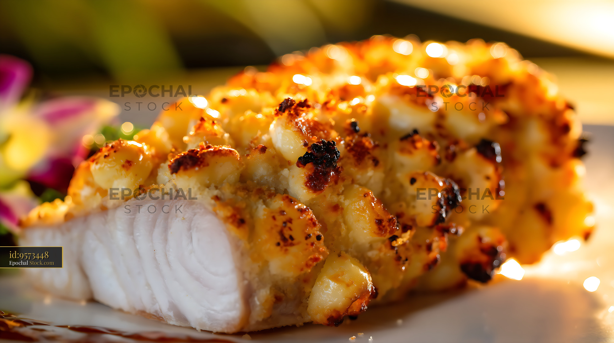 Golden Seared Scallops Fine Dining Presentation - stock photo