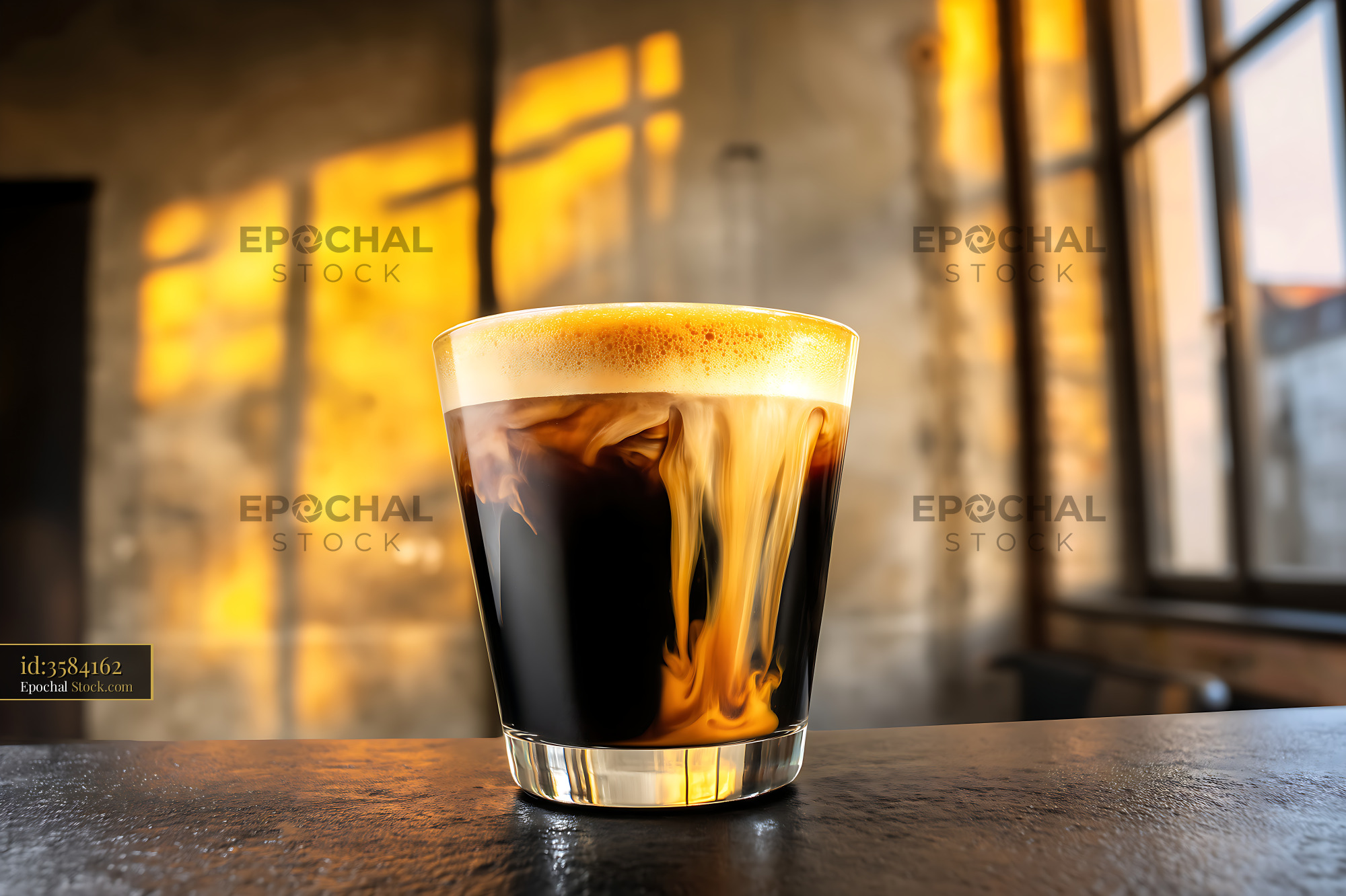 Nitro Caramel Coffee with Cream Top - stock photo