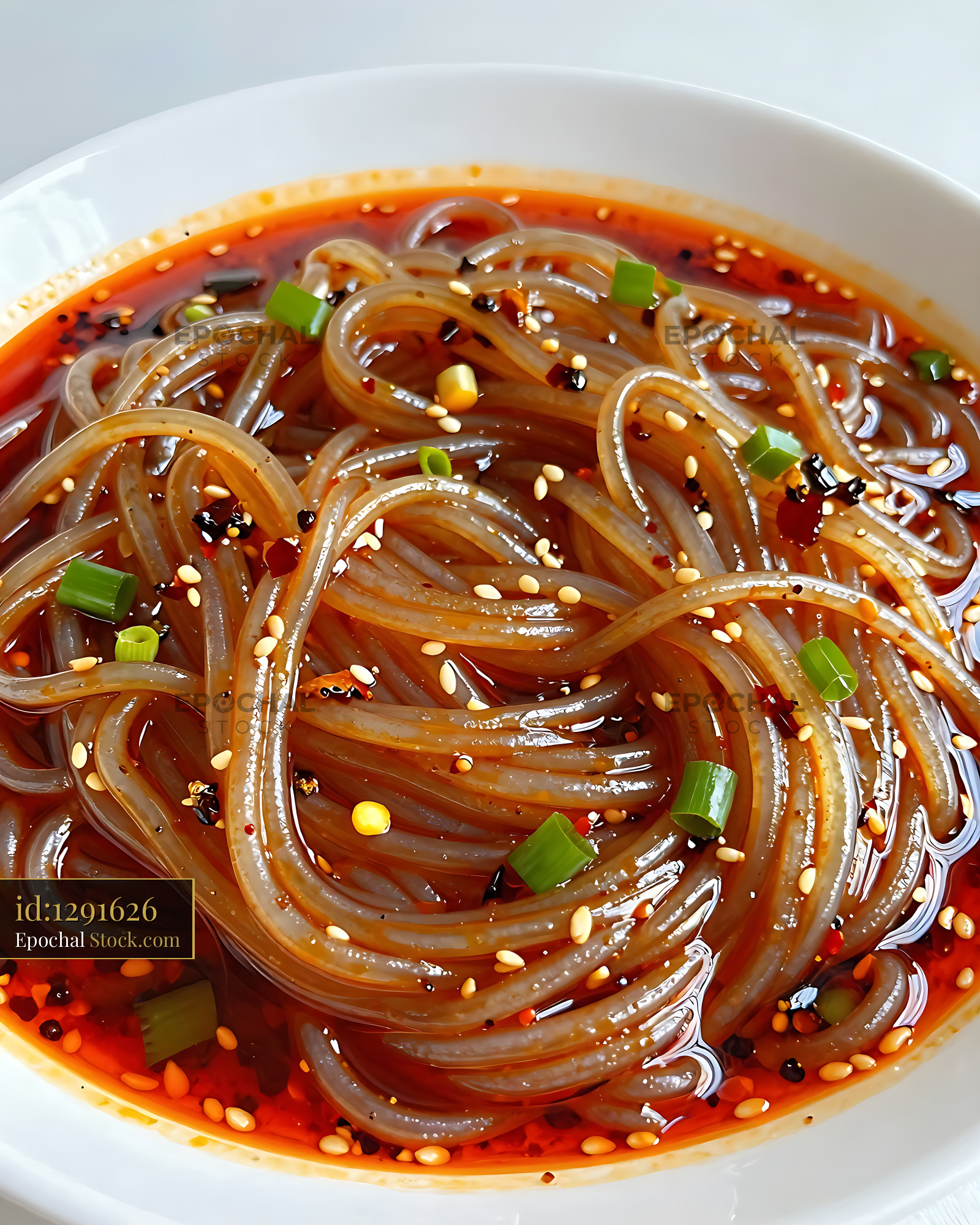 Sichuan Glass Noodle Salad with Sesame Seeds - stock photo