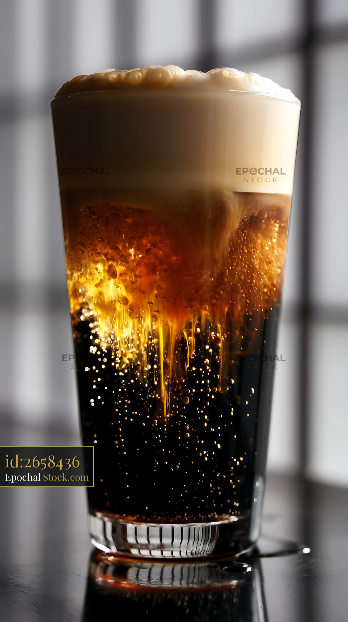 Nitro Caramel Coffee with Creamy Foam Top - stock photo