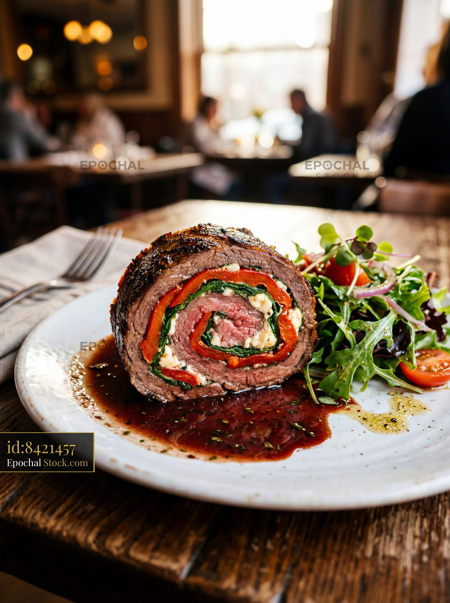 Beef Roulade Fine Dining Main Course Plated - stock photo