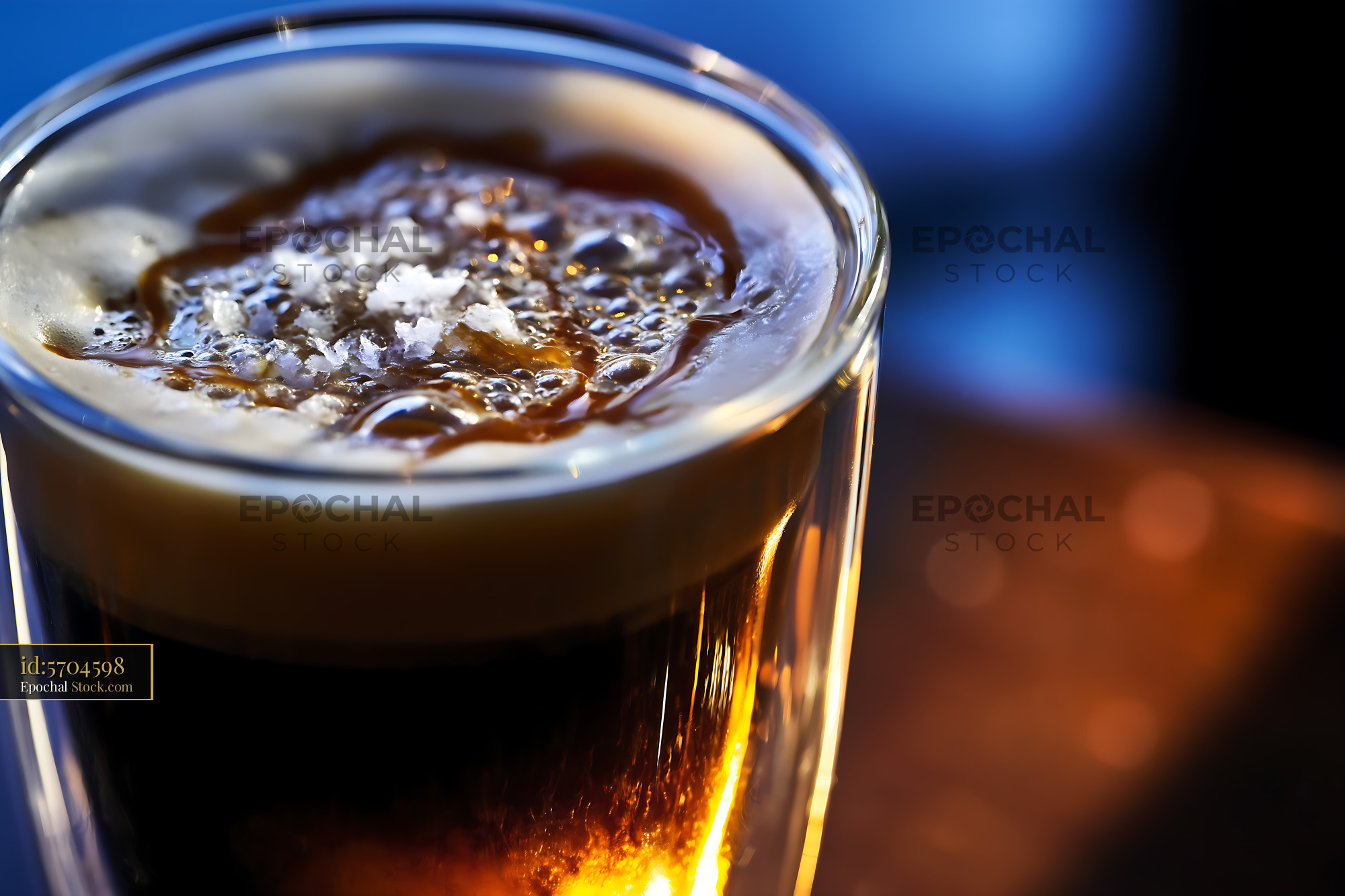 Nitro Caramel Coffee with Ice Cubes - stock photo