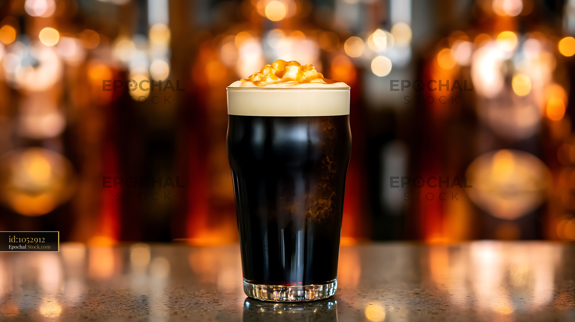 Nitro Caramel Coffee with Creamy Foam Head - stock photo