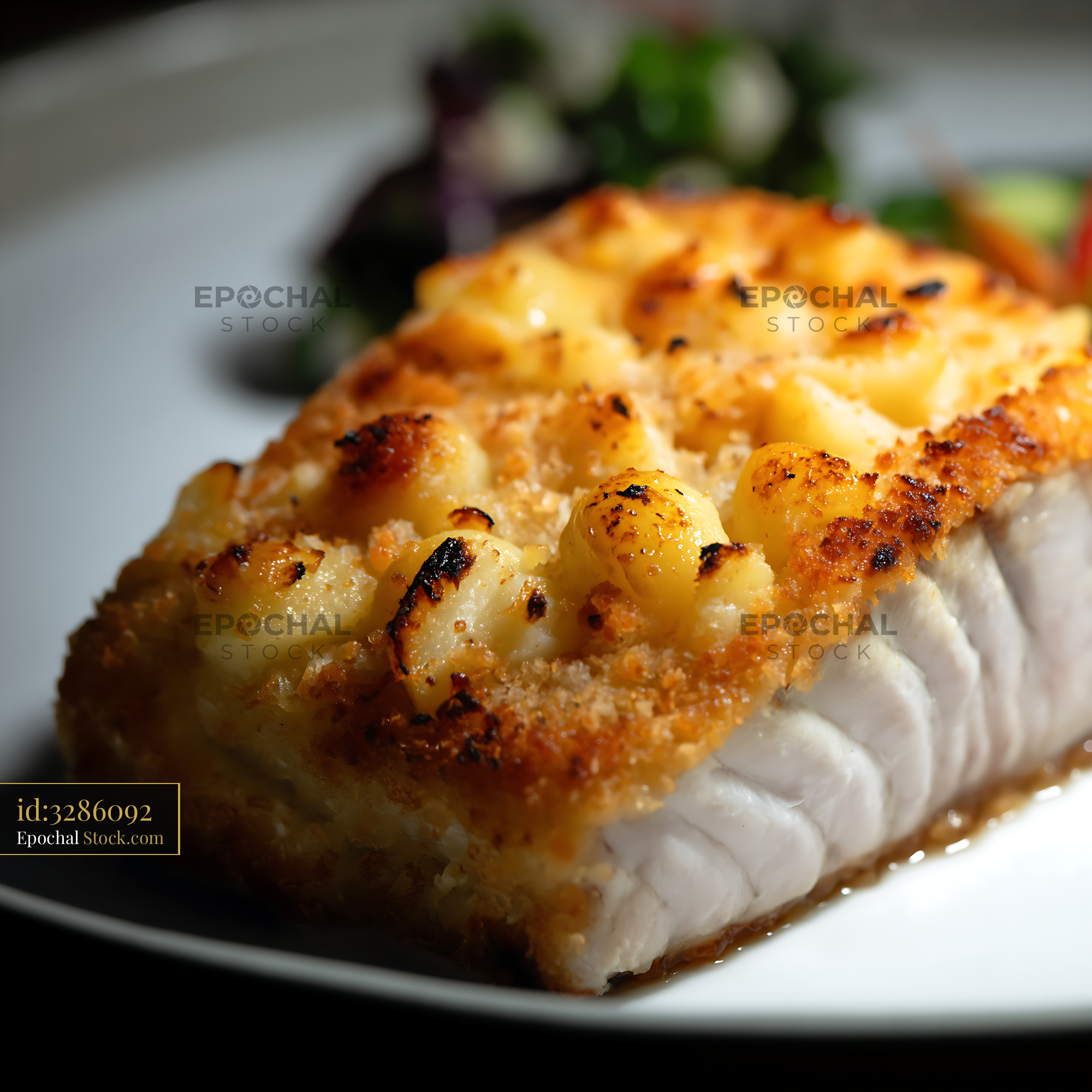 Golden Macadamia Crusted Fish Fillet - stock photo