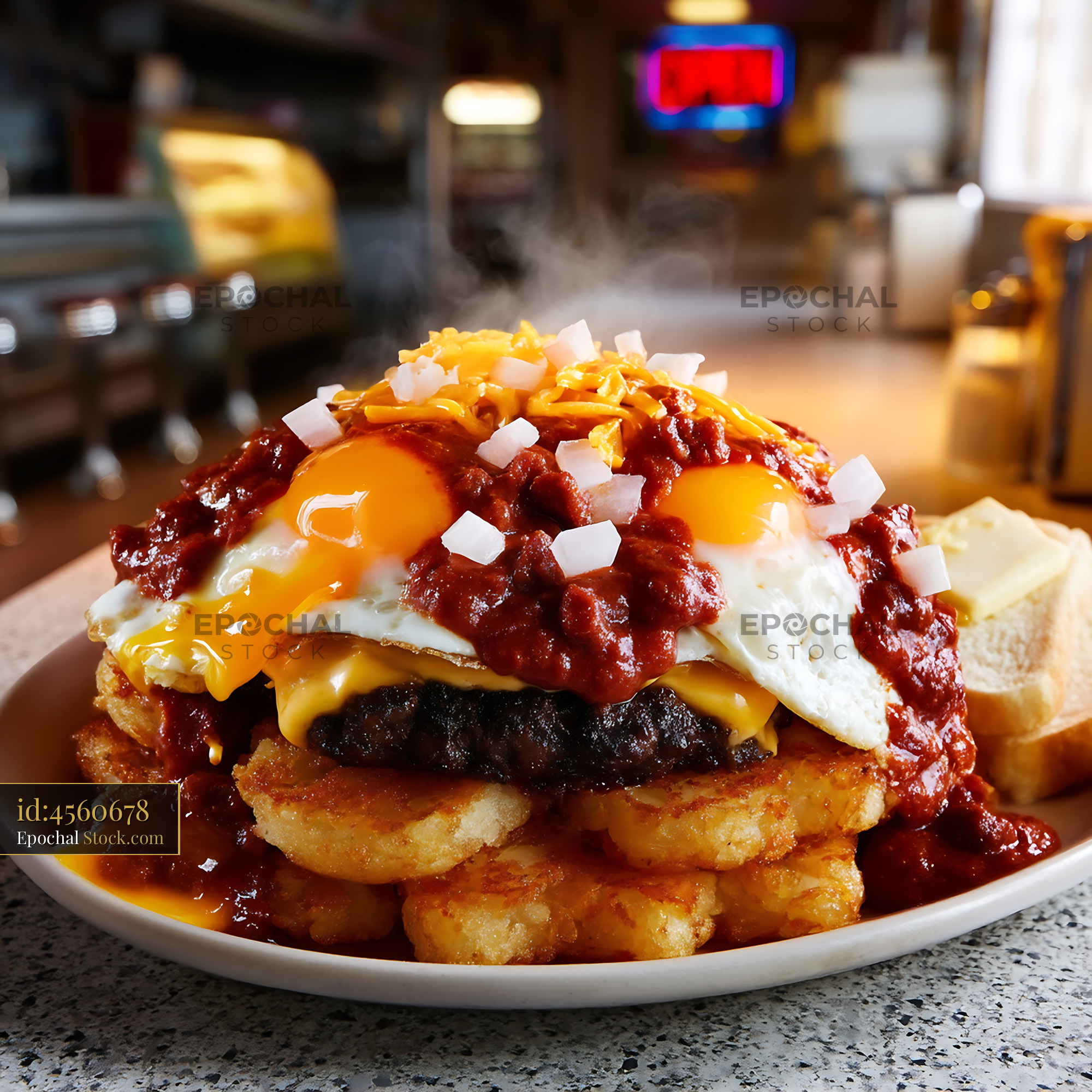 St. Louis Slinger with Fried Eggs & Hash - stock photo