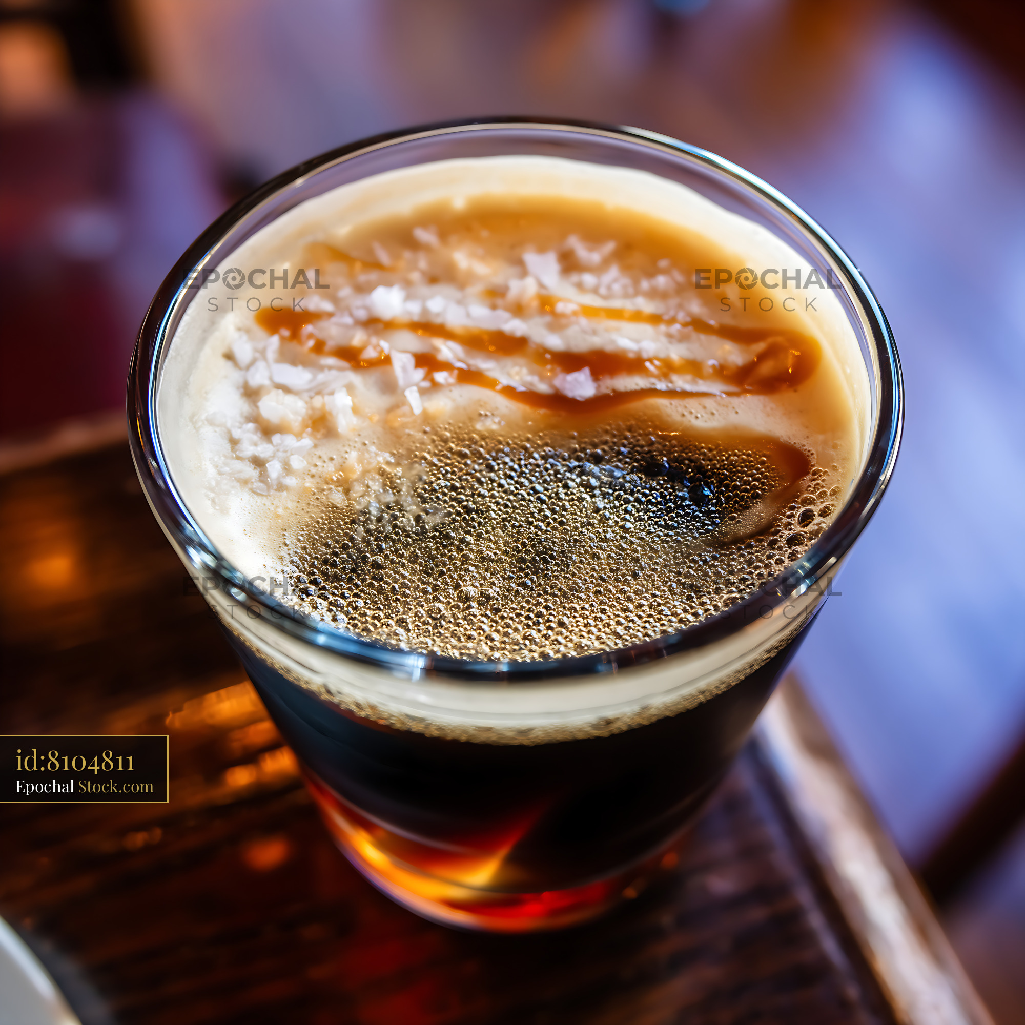 Nitro Caramel Coffee with Creamy Foam Head - stock photo