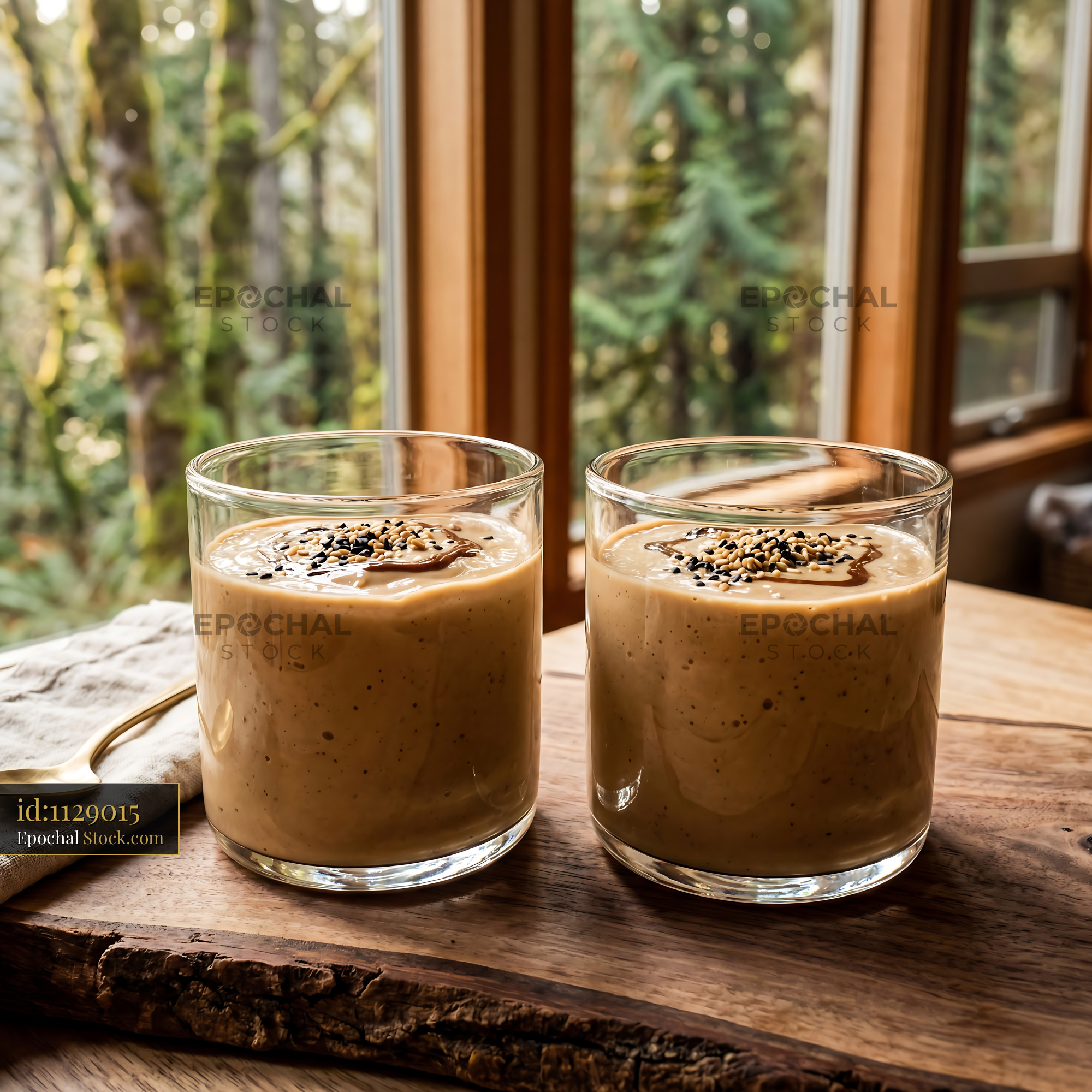 Tahini Date Shake With Sesame Seeds - stock photo