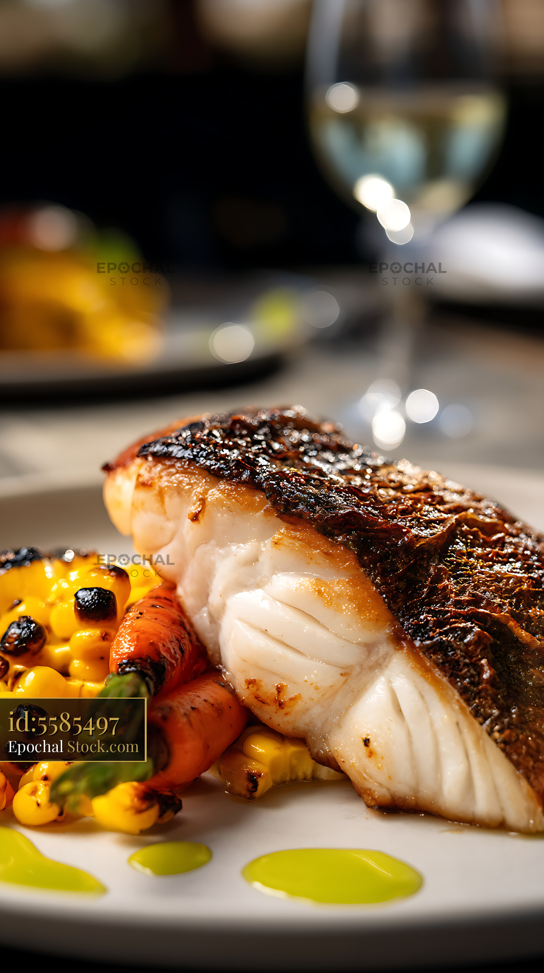 Seared Murray Cod Fillet with Grilled Vegetables - stock photo