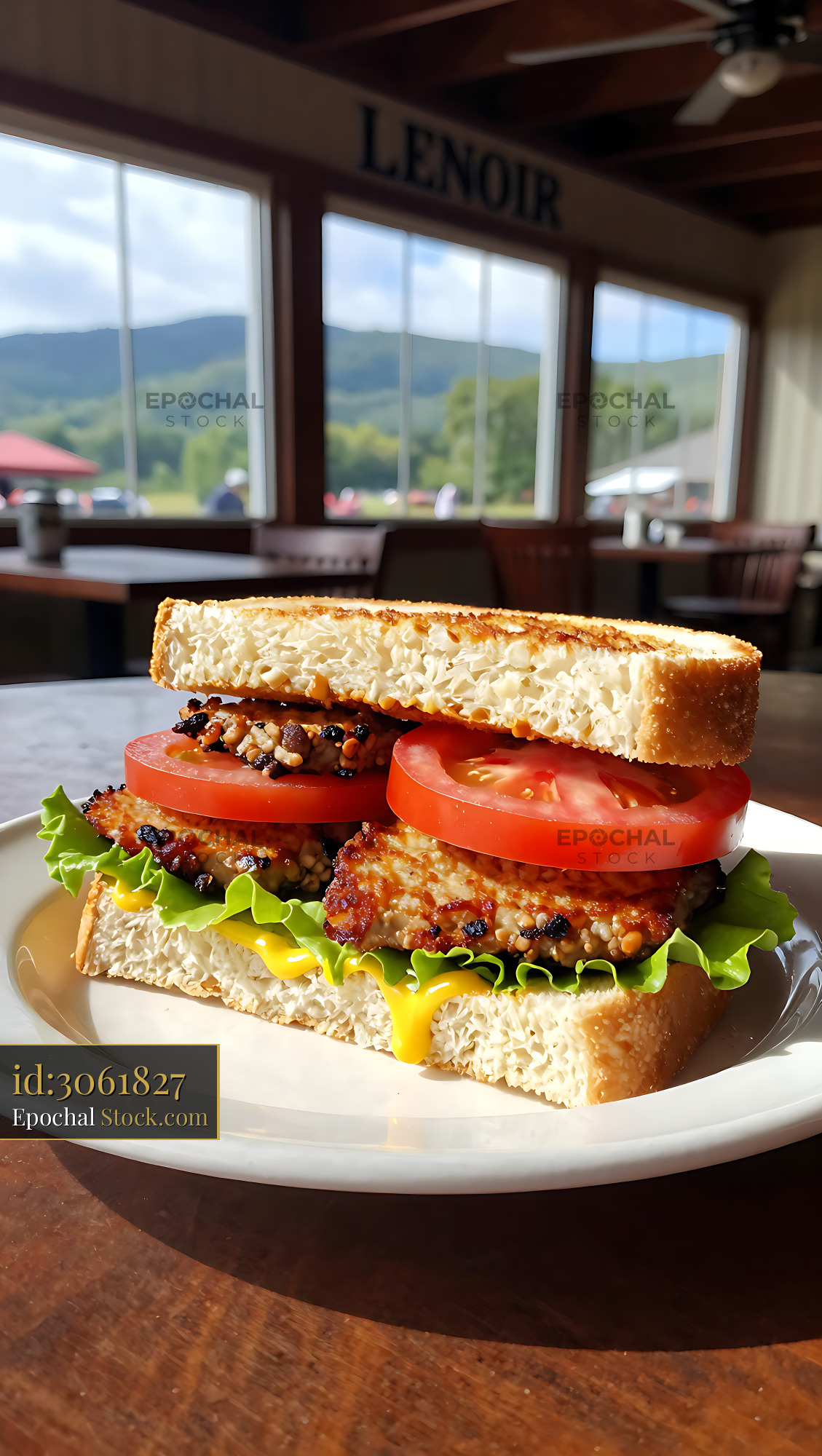 Gourmet Livermush Sandwich with Scenic View - stock photo
