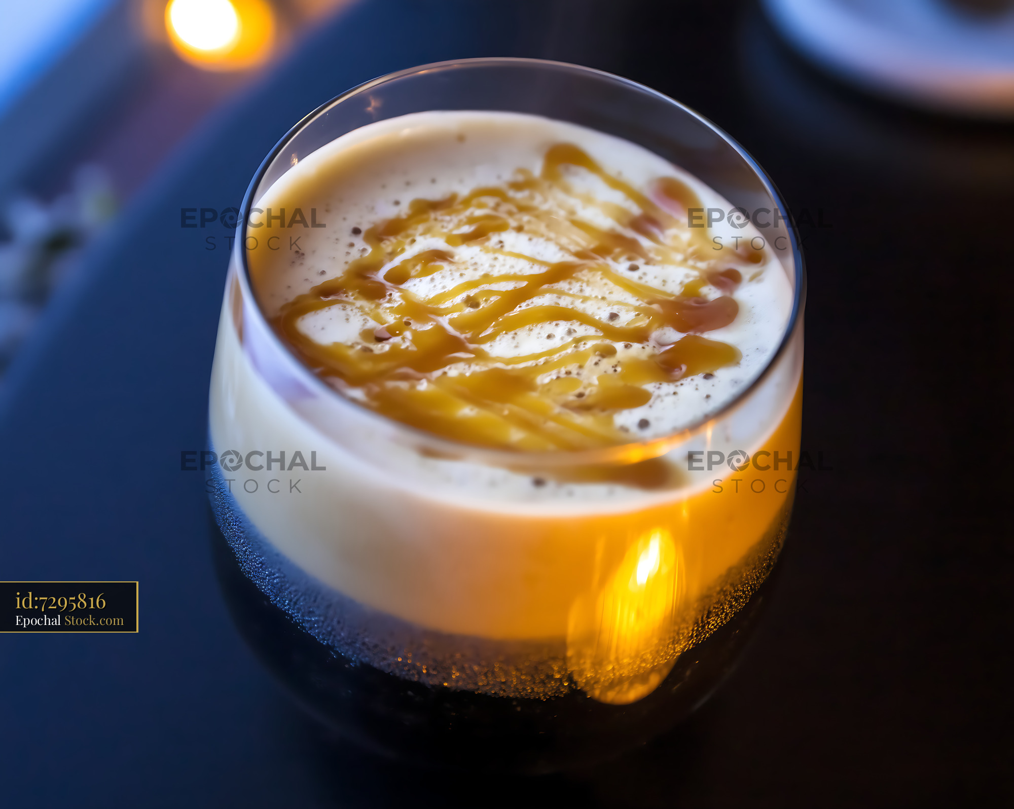 Nitro Caramel Coffee with Foam Topping - stock photo