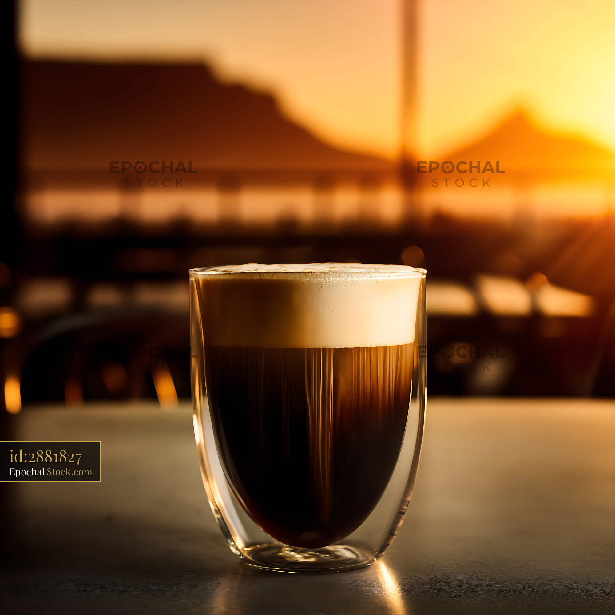 Nitro Caramel Coffee at Sunrise - stock photo