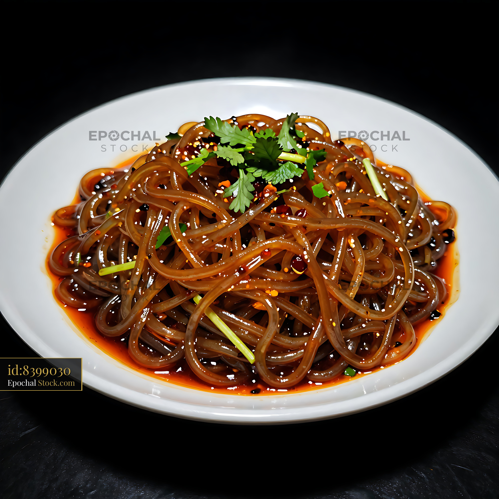 Sichuan Glass Noodle Salad with Cilantro - stock photo