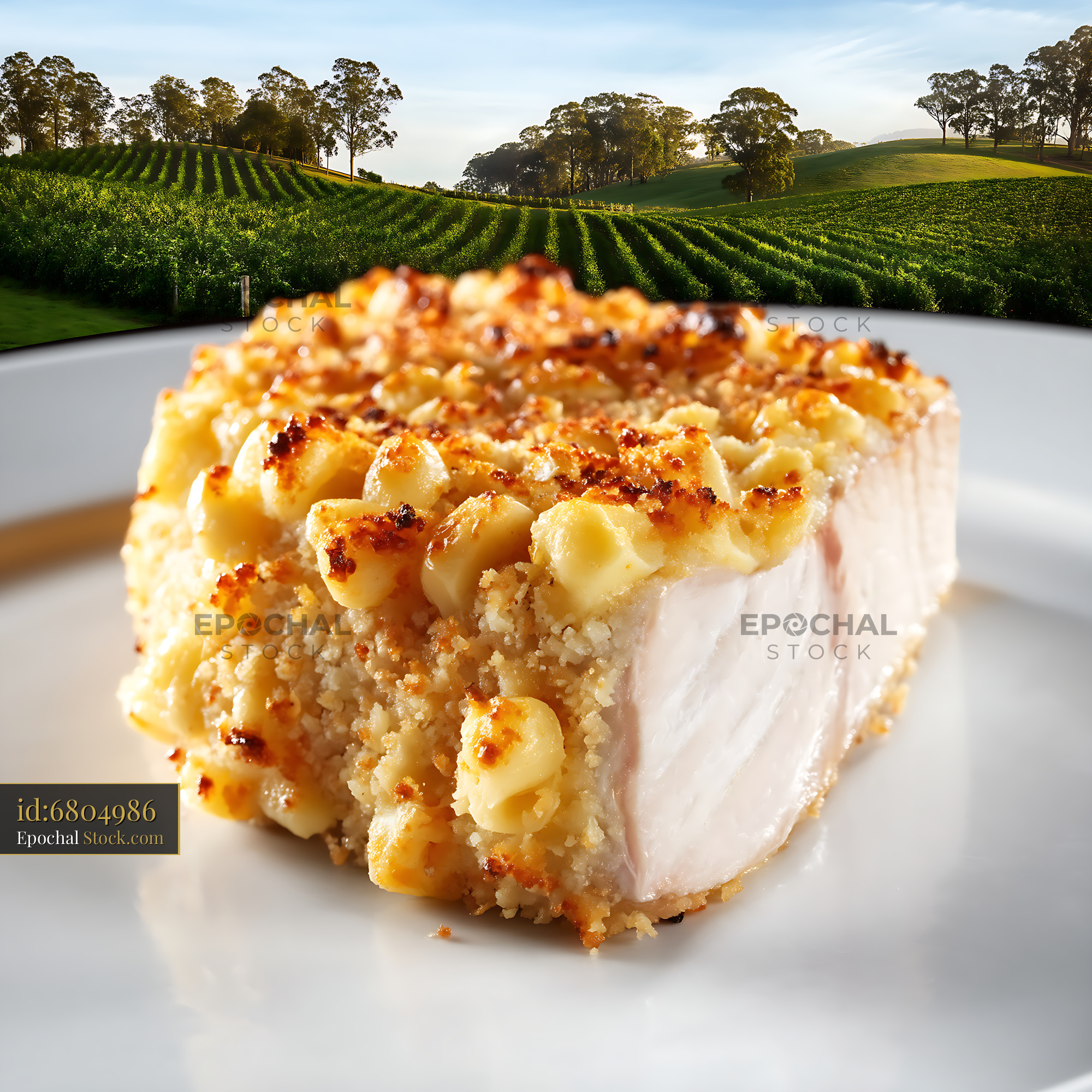 Macadamia Crusted Fish Fine Dining Plated - stock photo