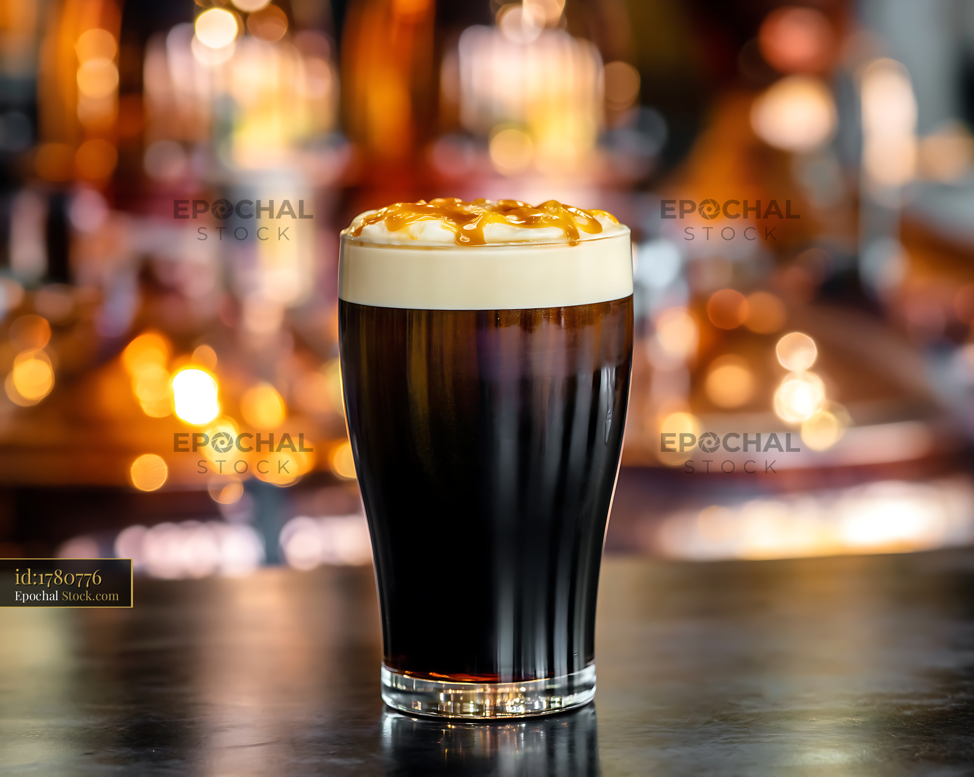 Nitro Caramel Coffee Drink with Creamy Foam - stock photo