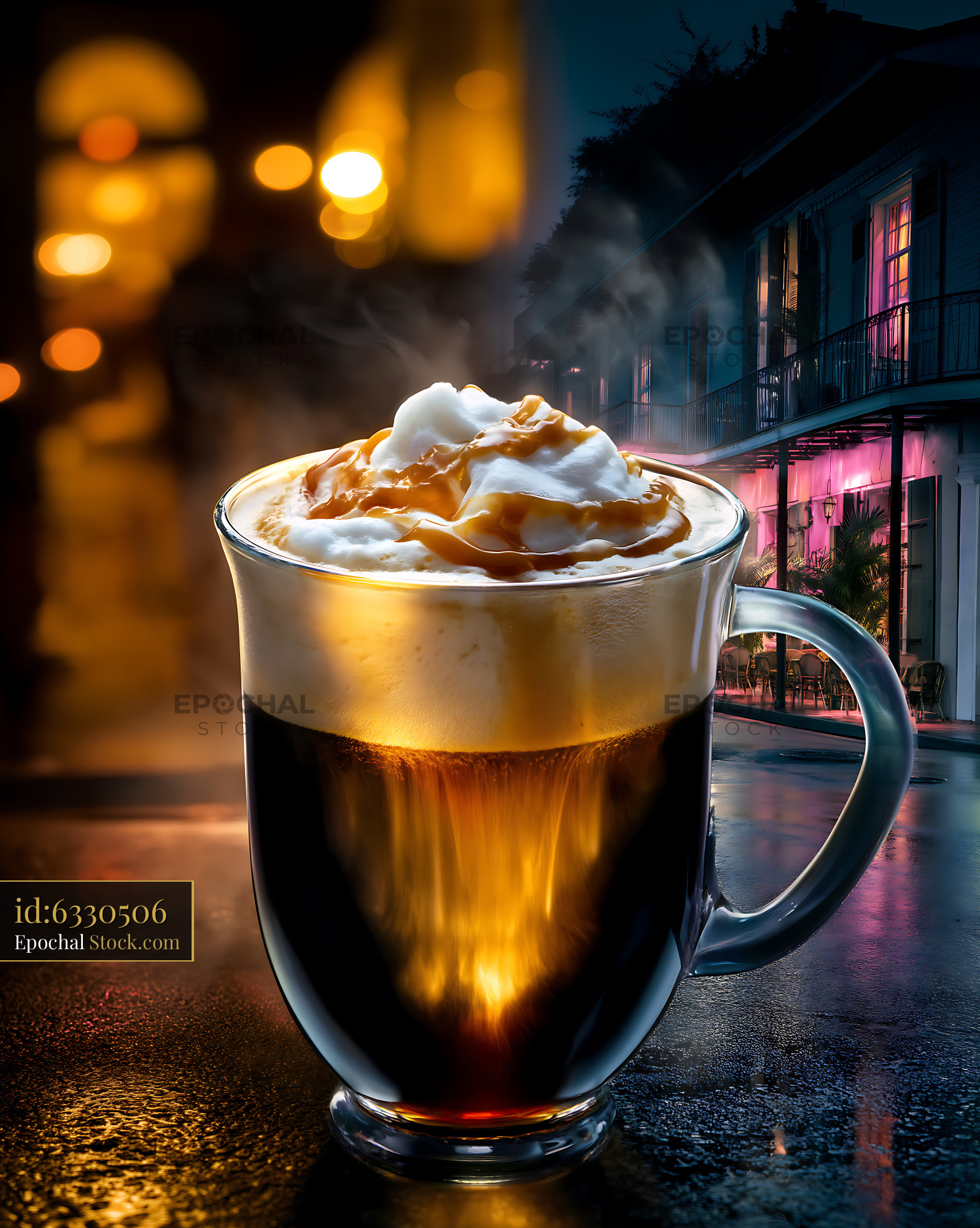 Nitro Caramel Coffee with Creamy Foam - stock photo